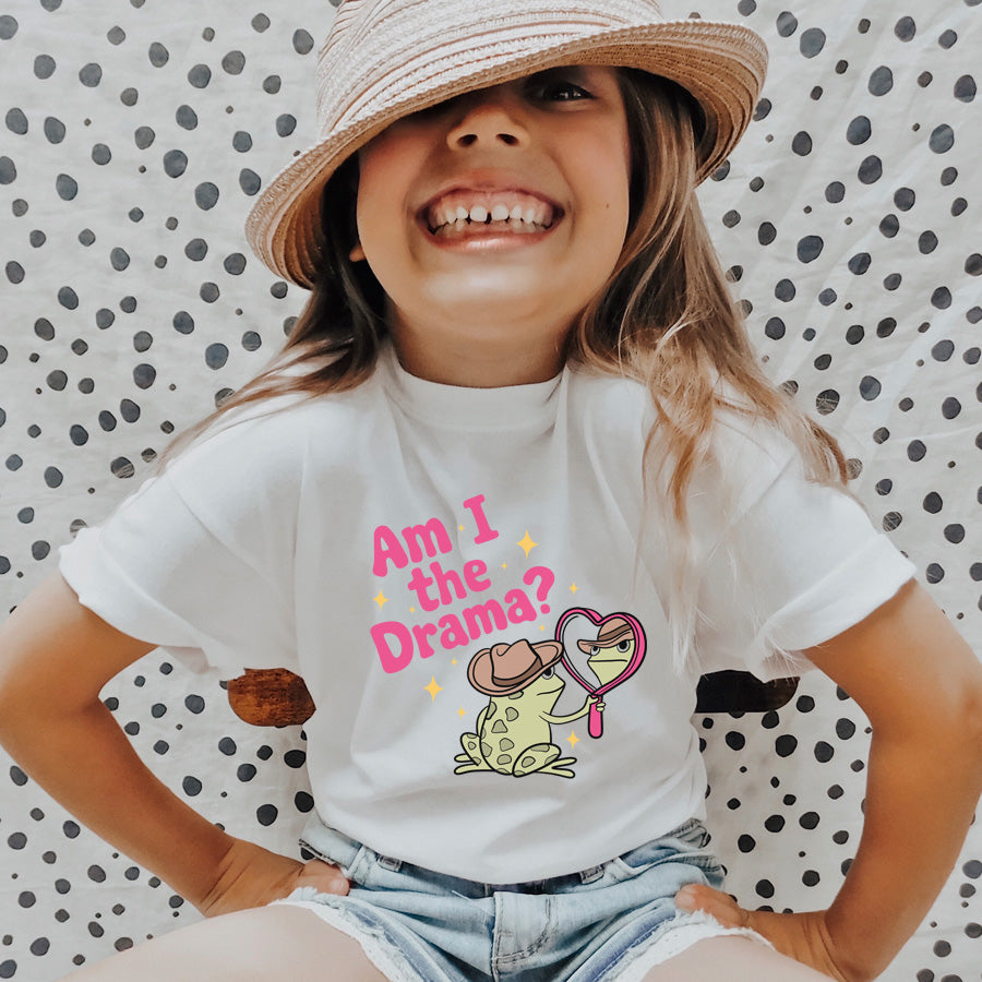 Am I The Drama? Funny Kids T-Shirt - Cute Graphic Tee for Boys & Girls - Perfect for School, Playdates & Family Photos