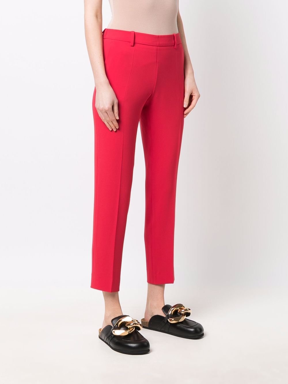 Alberto Biani Women's High Waist Red Trousers - Comfortable Stretch Pants for Work, Office & Casual Wear