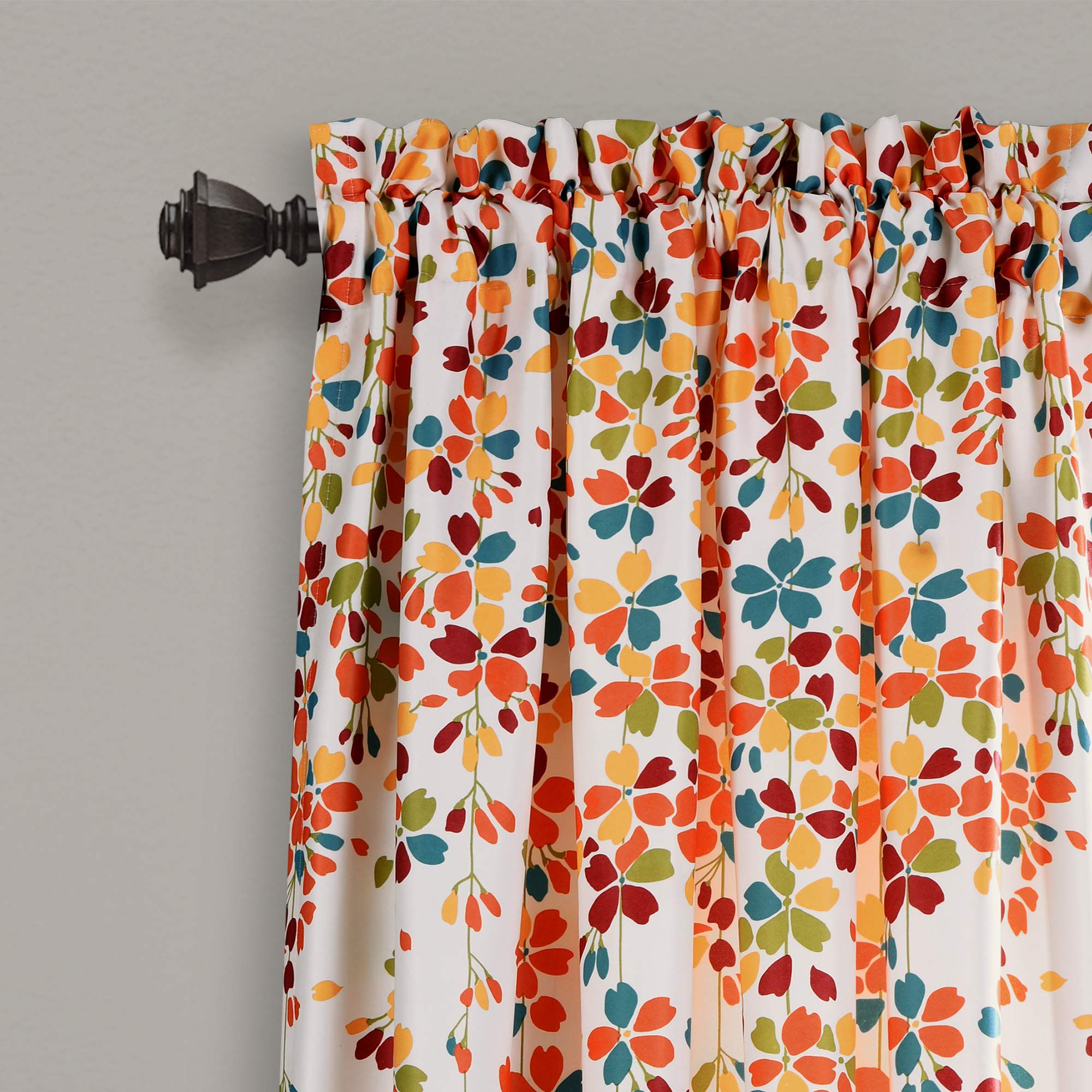 Lush Decor Darkening Window Curtains Set - Turquoise & Tangerine for Bedroom Privacy