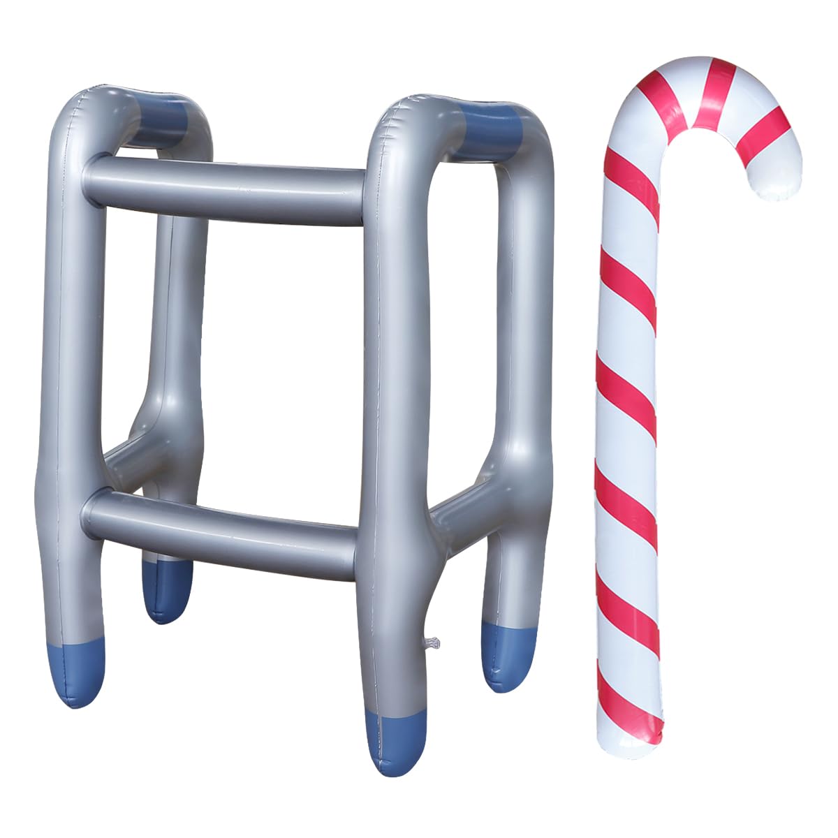 DOERDO 2-Pack Inflatable Walker and Cane Set - Hilarious Gag Gifts for Halloween, Christmas & Retirement Parties - Funny Old Age Costume Accessories for Dress Up & 100th Day of School - Perfect for Senior Pranks, Themed Events & Comedy Skits