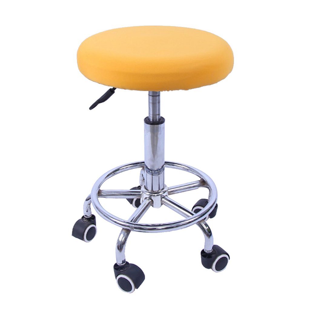 Homozy 11-14 Inch Round Bar Stool Cover Cushion - Elastic Fabric Seat Cushion for Wooden & Metal Stools - Yellow - Perfect for Kitchen, Dining Room & Bar Counter Use