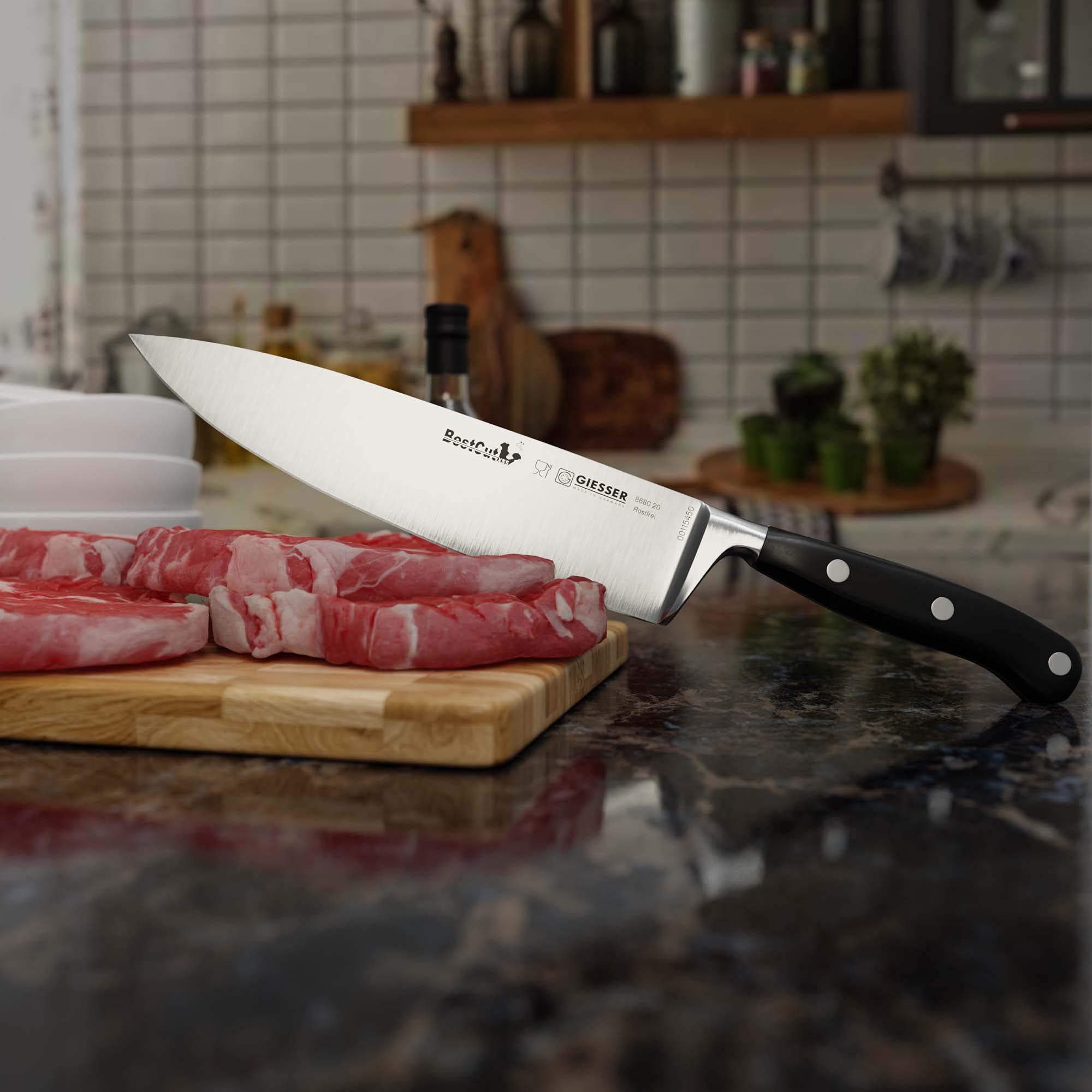 Premium 8680 20 Chef's Knife - High Carbon X55 Stainless Steel for Professional Cooking, Slicing & Dicing - Perfect for Home Kitchens & Restaurant Use