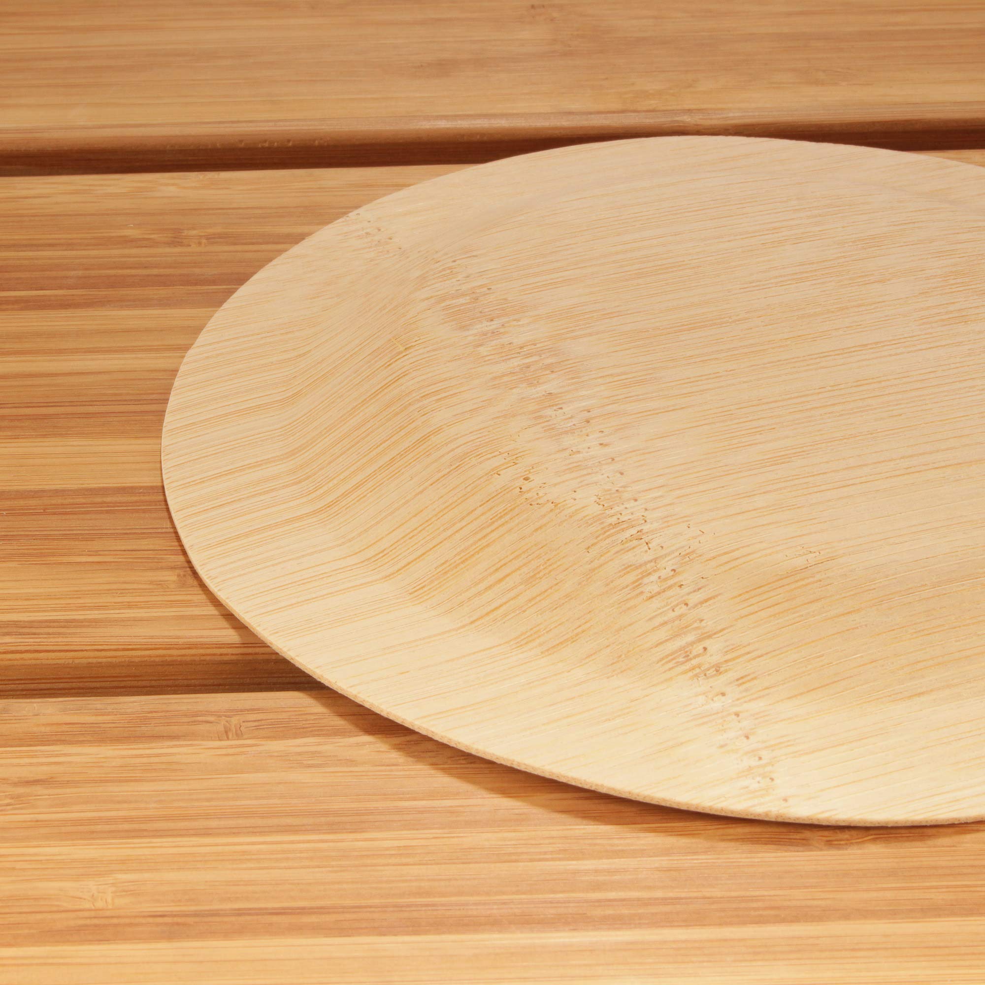 BambooMN 11-Inch Round Disposable Bamboo Plates - 96 Pack | Eco-Friendly Compostable Dinnerware for Parties, Picnics & Events | Sustainable Bamboo Veneer Plates (28cm)