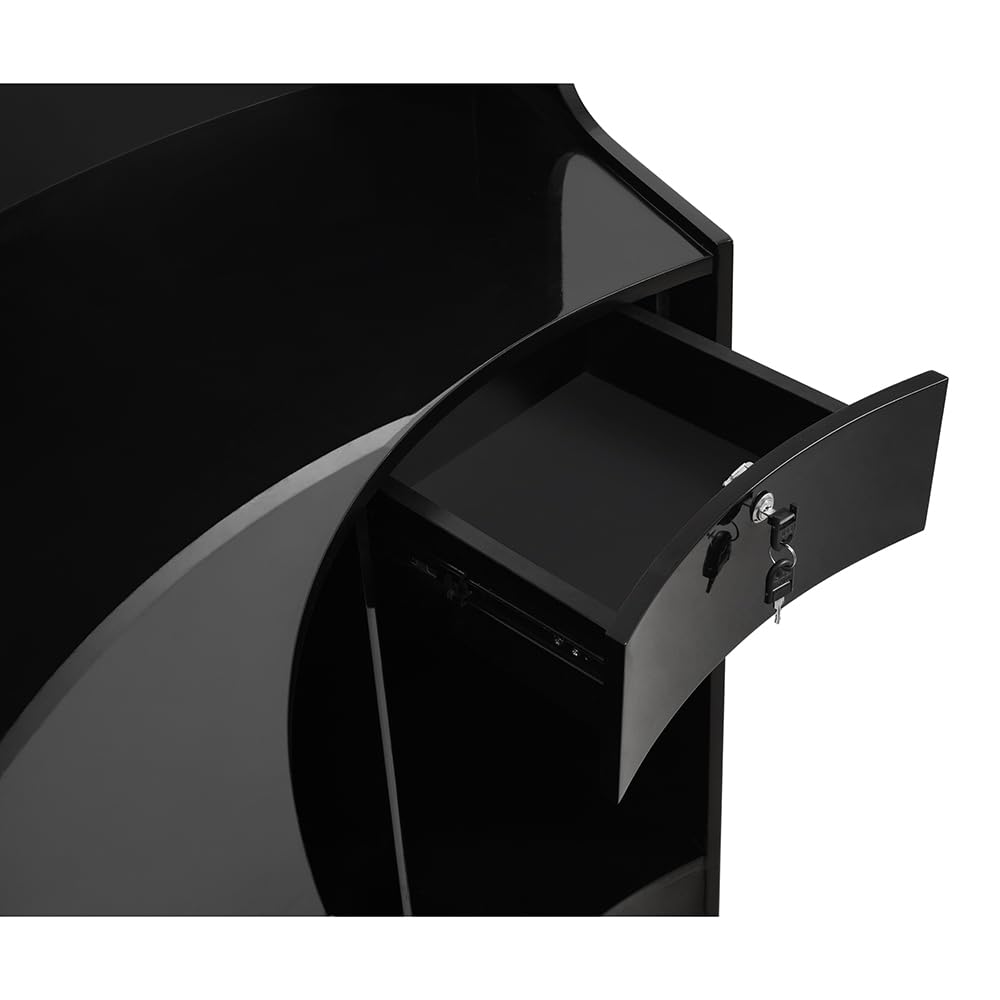 Modern LED Illuminated Curved Reception Desk - Contemporary Round Front Office Counter with Janus Design | Perfect for Hotel Lobbies, Corporate Offices & Luxury Reception Areas