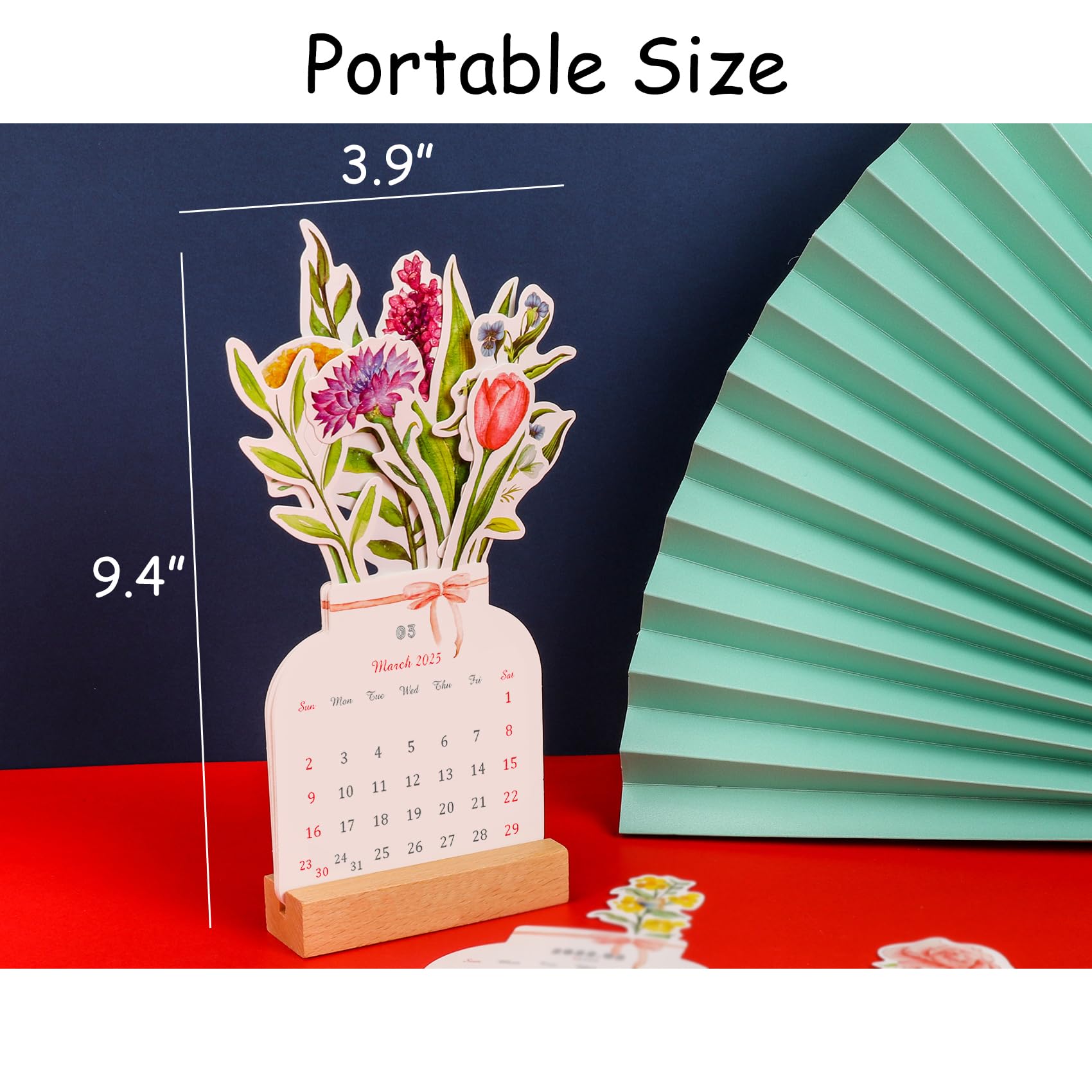 2025 Floral Desk Calendar - Elegant Vase-Shaped Monthly Planner (3.9