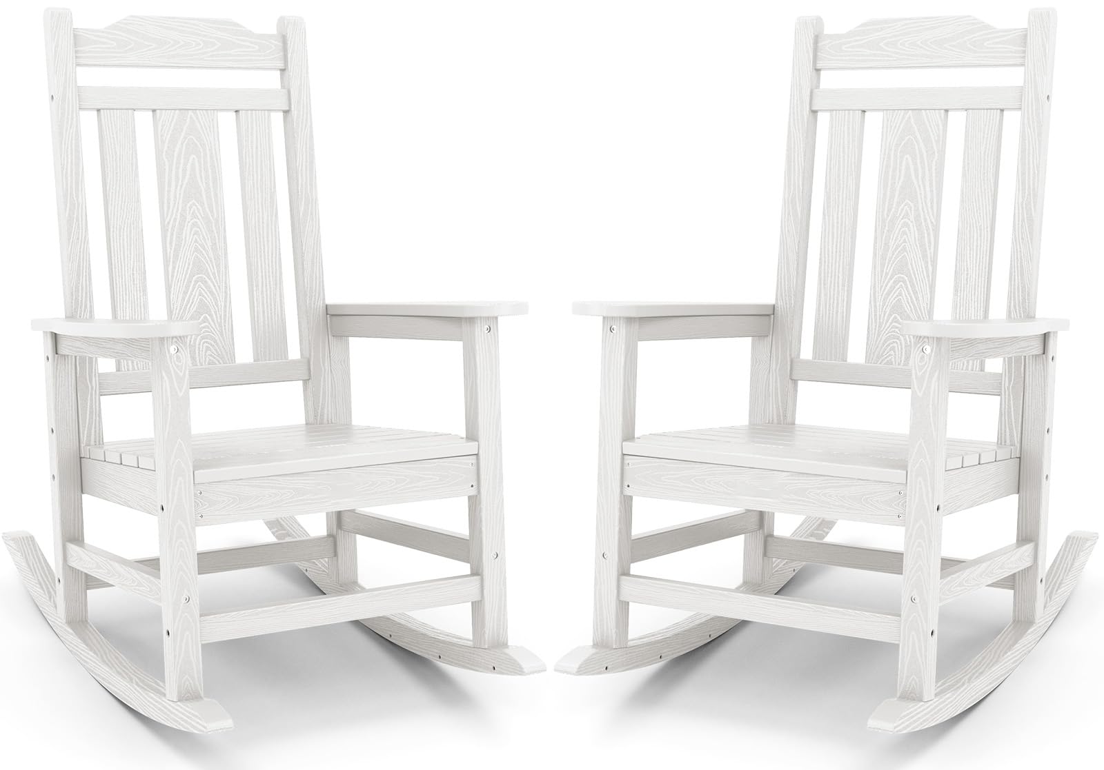 SERWALL 2-Piece White HDPE Outdoor Rocking Chair Set - Weather-Resistant Patio Rockers for Garden, Porch & Backyard Relaxation