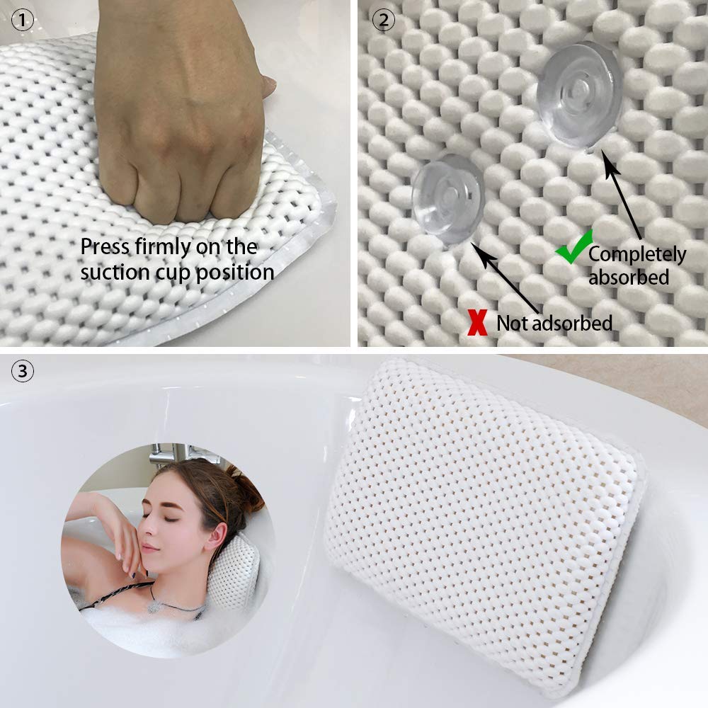 Bathtub Pillow with Suction Cups - Neck Support for Spa & Hot Tub Relaxation