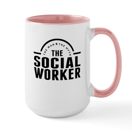 White/Pink Inside - The Man The Myth The Social Worker Mugs