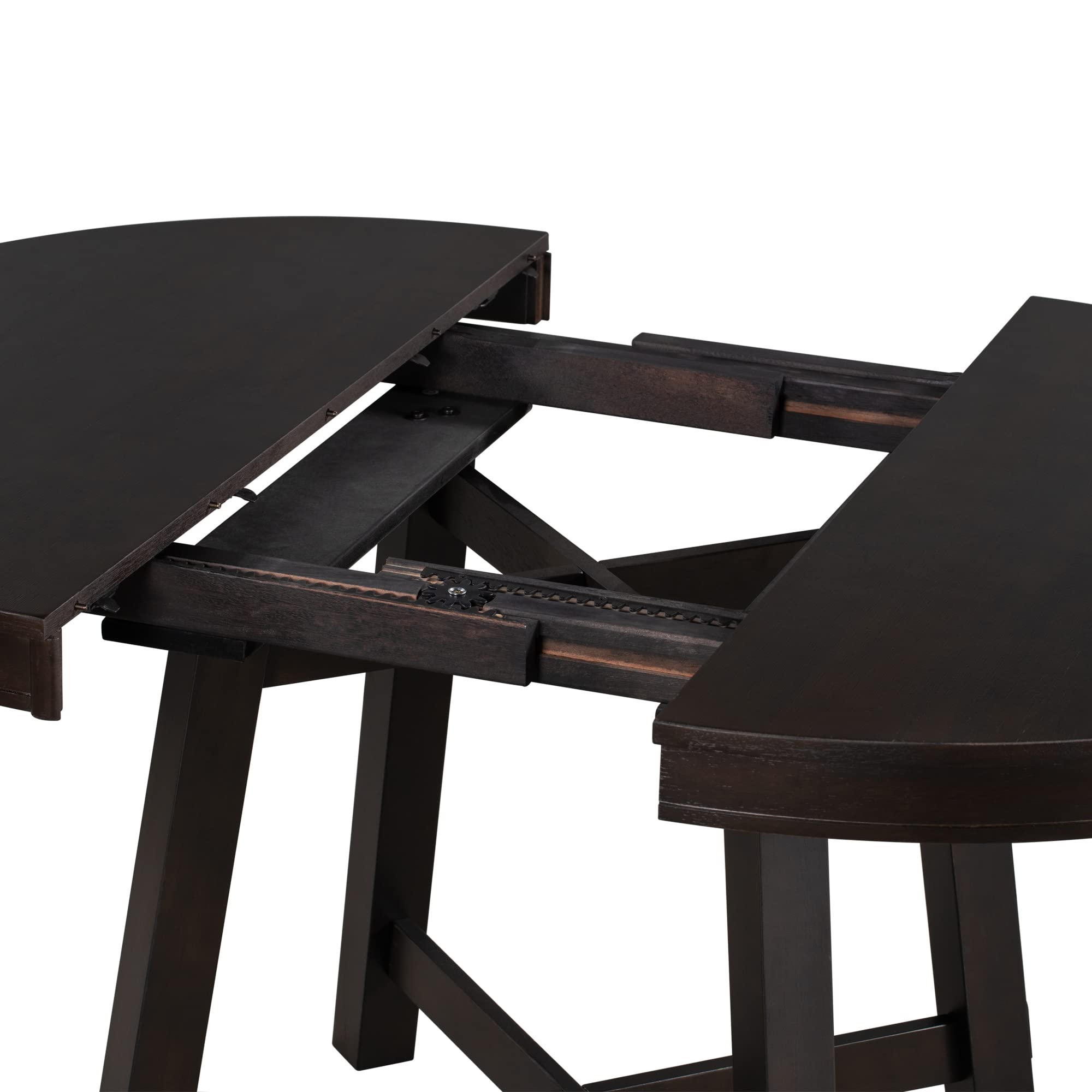 Knocbel Farmhouse Extendable Round Dining Table - Solid Wood Kitchen & Dining Room Table with X-Shaped Base, 300lbs Weight Capacity, Standard Height in Espresso Finish | Perfect for Small Spaces, Family Gatherings & Farmhouse Style Decor