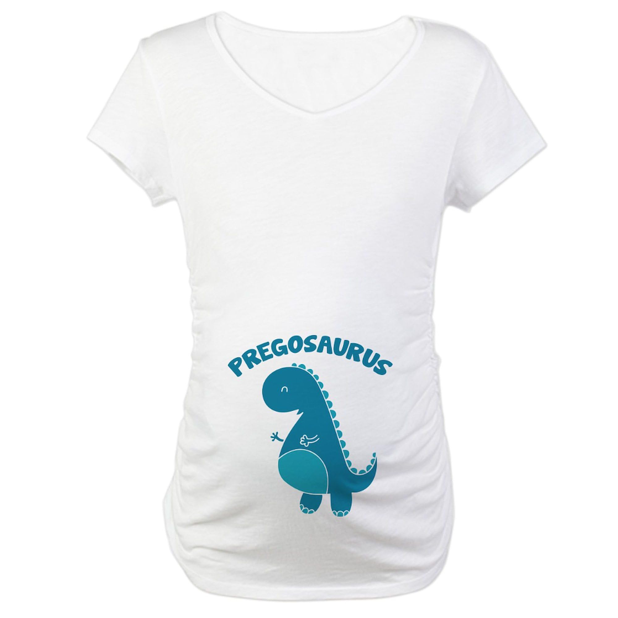 Pregosaurus Maternity T-Shirt for Women - Comfortable Ruched Side Design for Pregnancy - Perfect for Baby Showers, Maternity Photos & Casual Wear