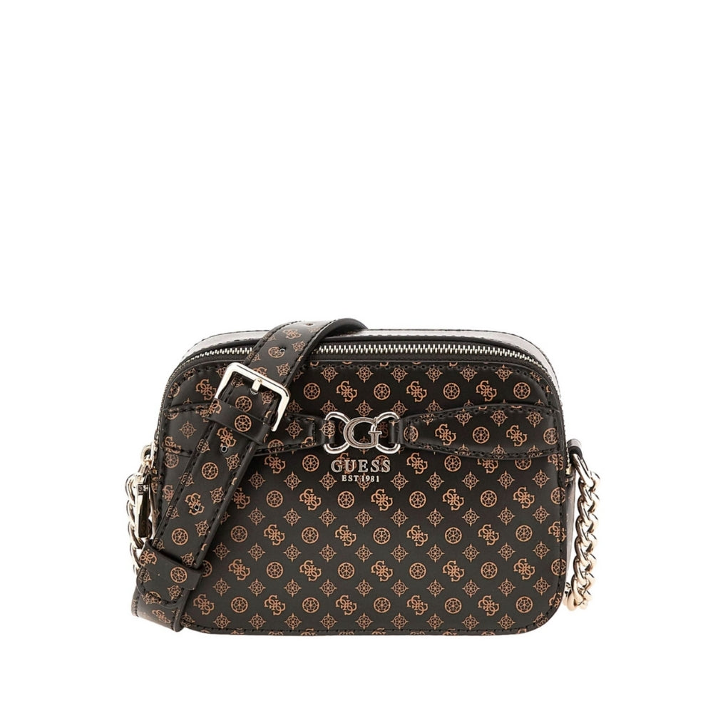 Brown Arlena Logo Camera Crossbody Bag for Women - Stylish & Compact Purse for Travel, Photography & Everyday Use
