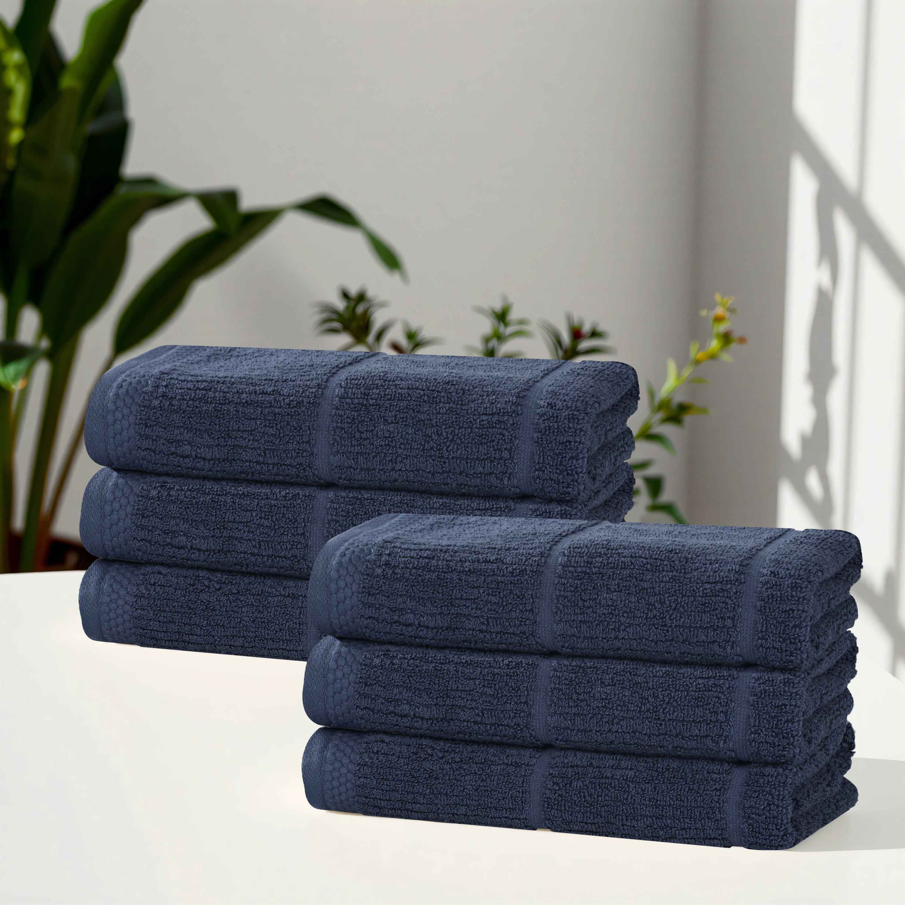 Milo Smart Twist Cotton Solid Hand Towels - 6 Pack | Soft & Absorbent Bathroom & Kitchen Towels for Everyday Use