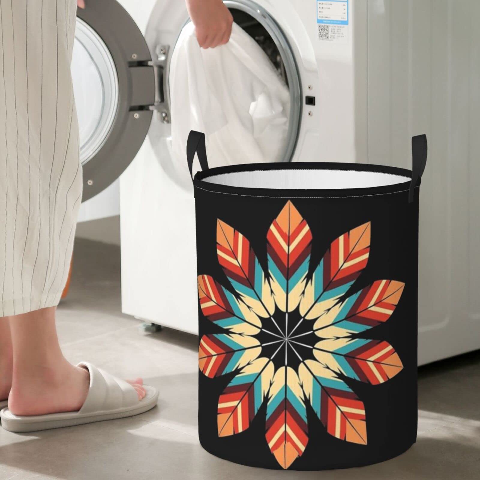 Large Native American Laundry Hamper Basket - Breathable Clothes Hamper Bag for Dirty Laundry Storage | Perfect for Bedroom, Closet, and Laundry Room Organization