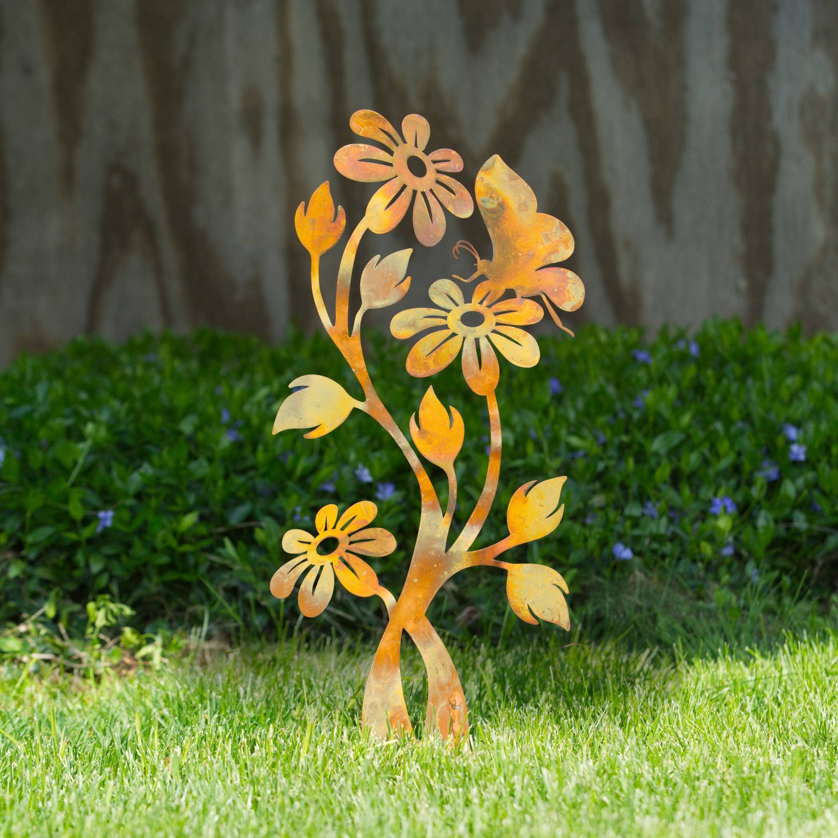 Beautiful Daisy Flamed Garden Stake - Decorative Outdoor Metal Flower Stake for Yard, Lawn, and Garden Decor - Perfect for Patio, Backyard, and Landscape Design