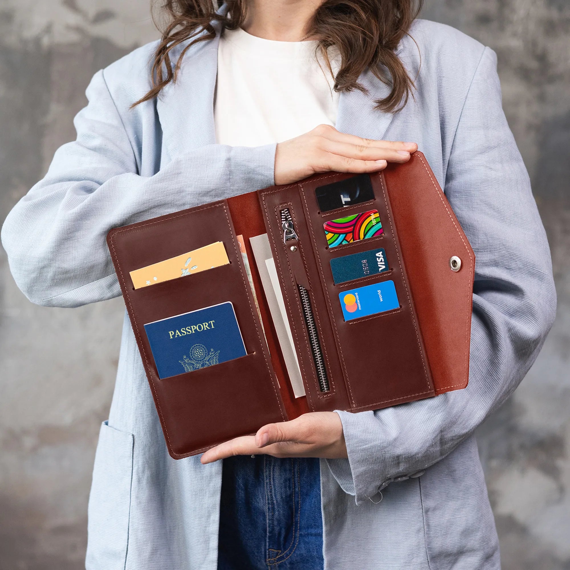 Genuine Leather Travel Wallet for Men & Women - RFID Blocking Passport Holder & Credit Card Organizer - Perfect for Airplane, Business Trips & Vacation Travel Accessories