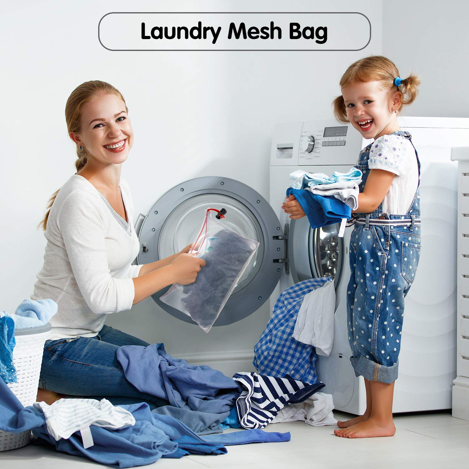 **Frienda 20-Pack Reusable Mesh Produce Bags - Drawstring Washable Storage Pouches (5 Large, 8 Medium, 7 Small) for Groceries, Toys, Puzzles & Organization - Perfect for Kitchen, School & Office (Blue, Green, Red)**