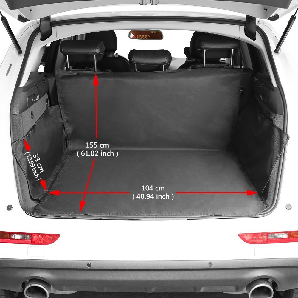 HCMAX Universal Waterproof Non-Slip Dog Car Seat Cover - Pet Cargo Liner for SUV, Truck, Jeep & Van - Durable Black Vehicle Floor Mat Protector for Travel & Outdoor Adventures