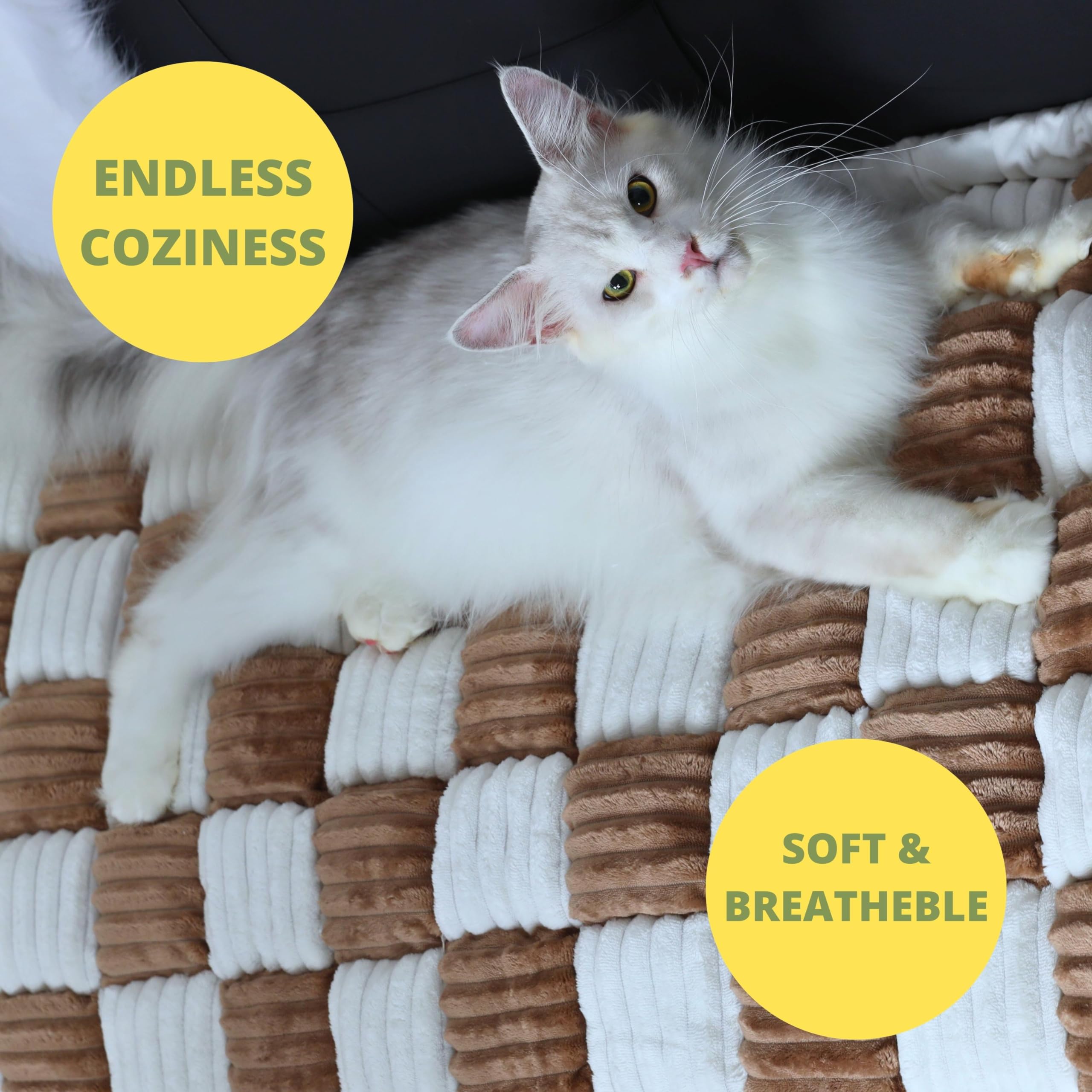 Washable Cattasaurus Pet Couch Cover for Cats & Dogs - Jumbo Sofa Protector Mat (Up to 120lbs, Light Brown) | Durable Pet-Friendly Furniture Protector for Living Room, Bedroom & Home Decor