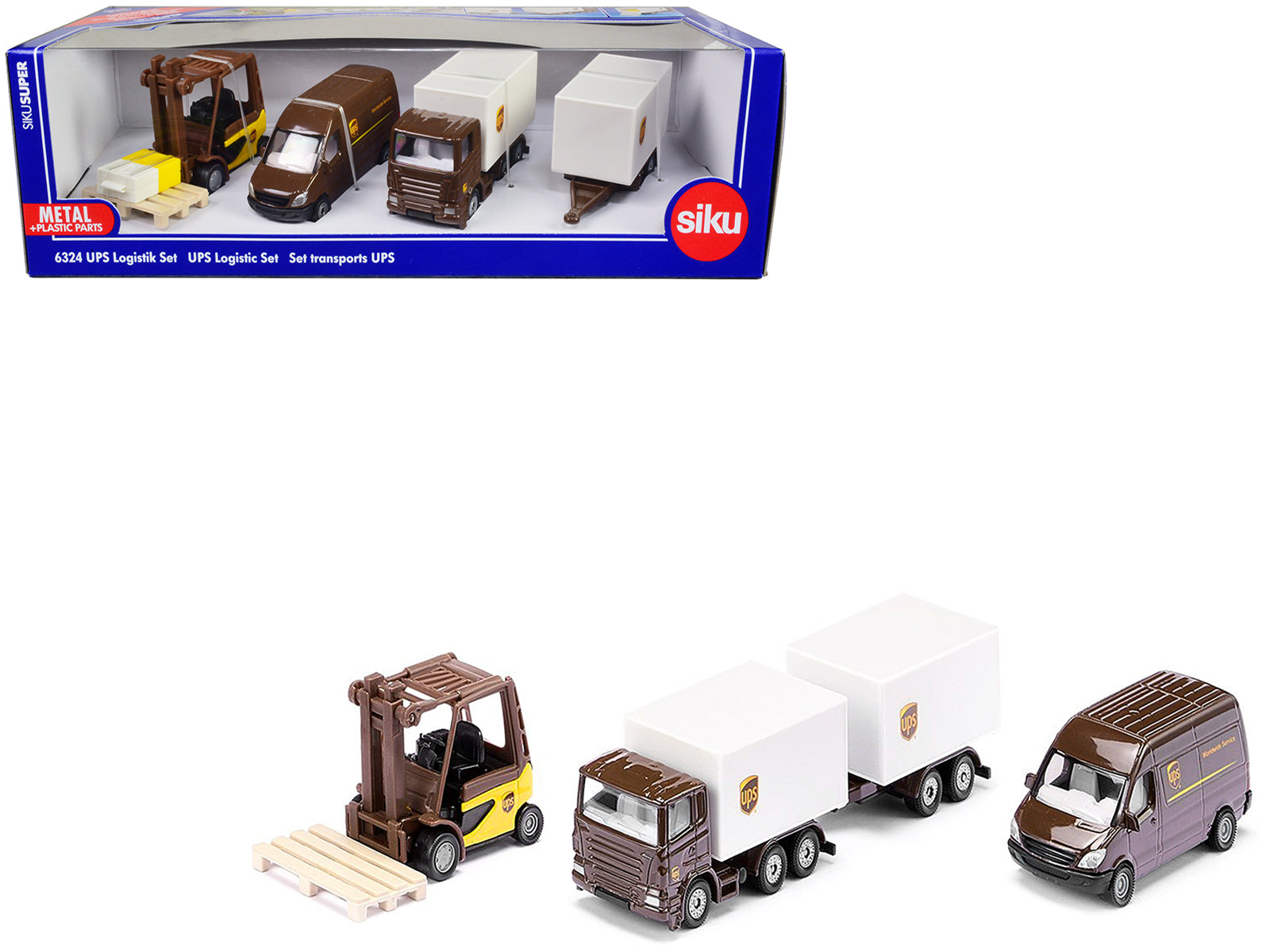 Siku 3-Piece UPS Diecast Truck Models Set - Collectible Miniature Delivery Vehicles for Kids & Adults - Perfect for Play, Display, and Gifts