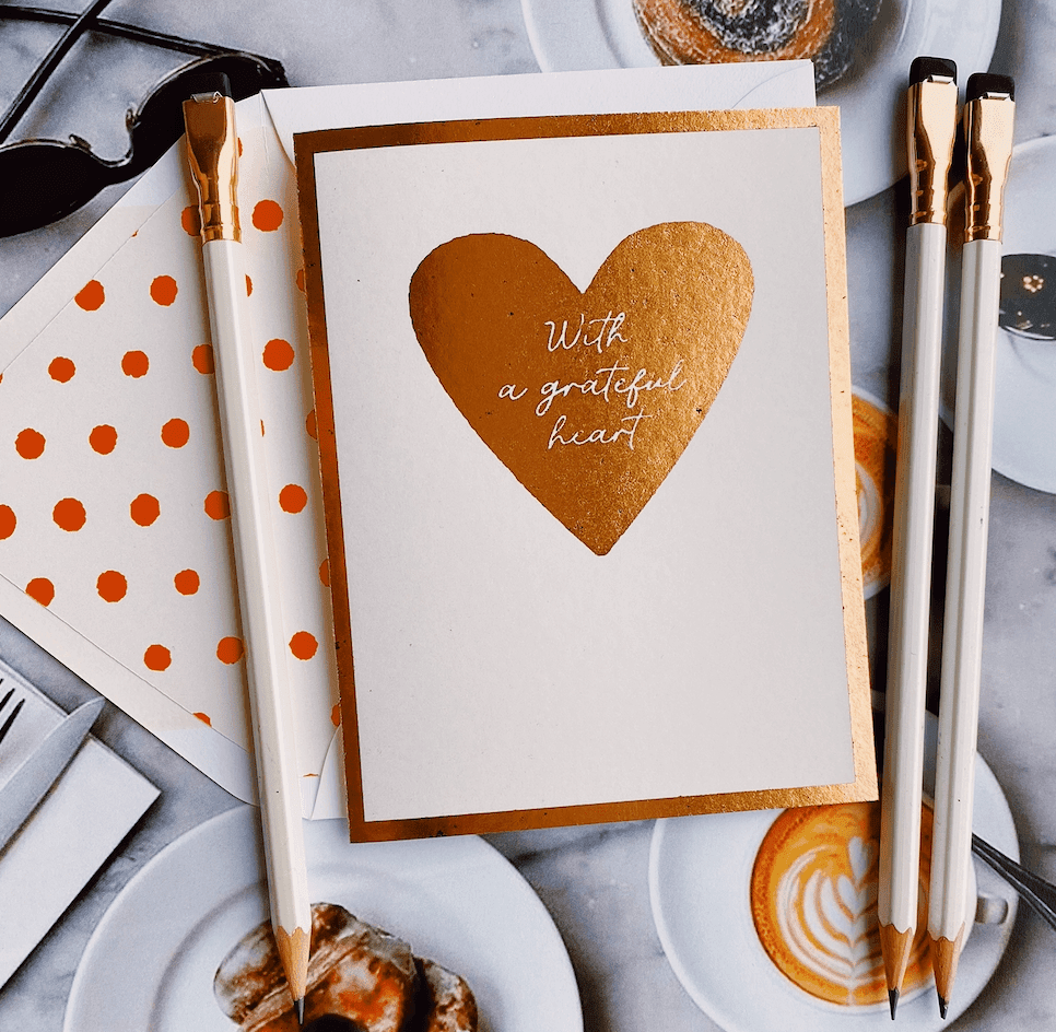 With A Grateful Heart Greeting Card - Blank Single Folded Note Card for Thank You Messages, Appreciation Notes & Special Occasions - Perfect for Birthdays, Anniversaries & Holidays