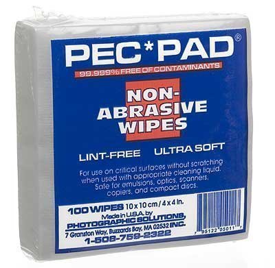 PEC PAD Lint Free Wipes 4x4 Inch - 100 Count/Pack - Non-Abrasive Cleaning Cloths for Camera Lenses, Electronics & Precision Cleaning