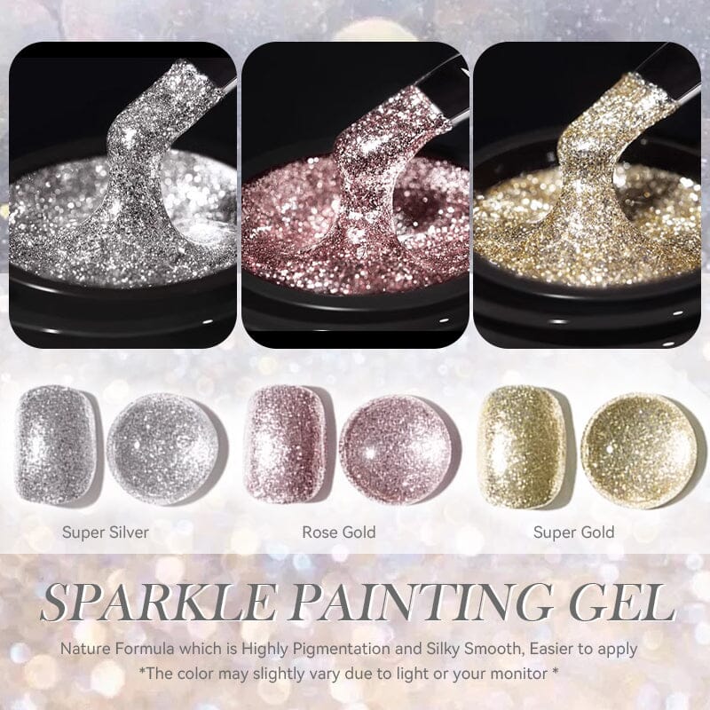 Sparkle Painting Gel 5ml - Glitter Nail Art Polish for DIY Manicure - Perfect for Parties, Weddings & Special Occasions
