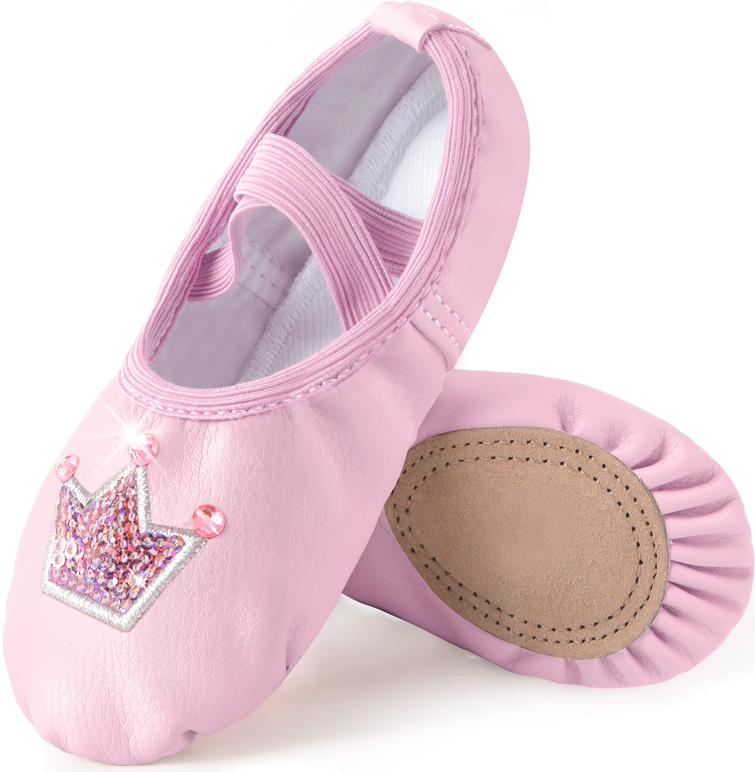 WYHDY Girls Ballet Shoes - Split-Sole Glitter Dance Flats for Toddlers & Kids | Perfect for Ballet Class, Recitals & Dance Performances