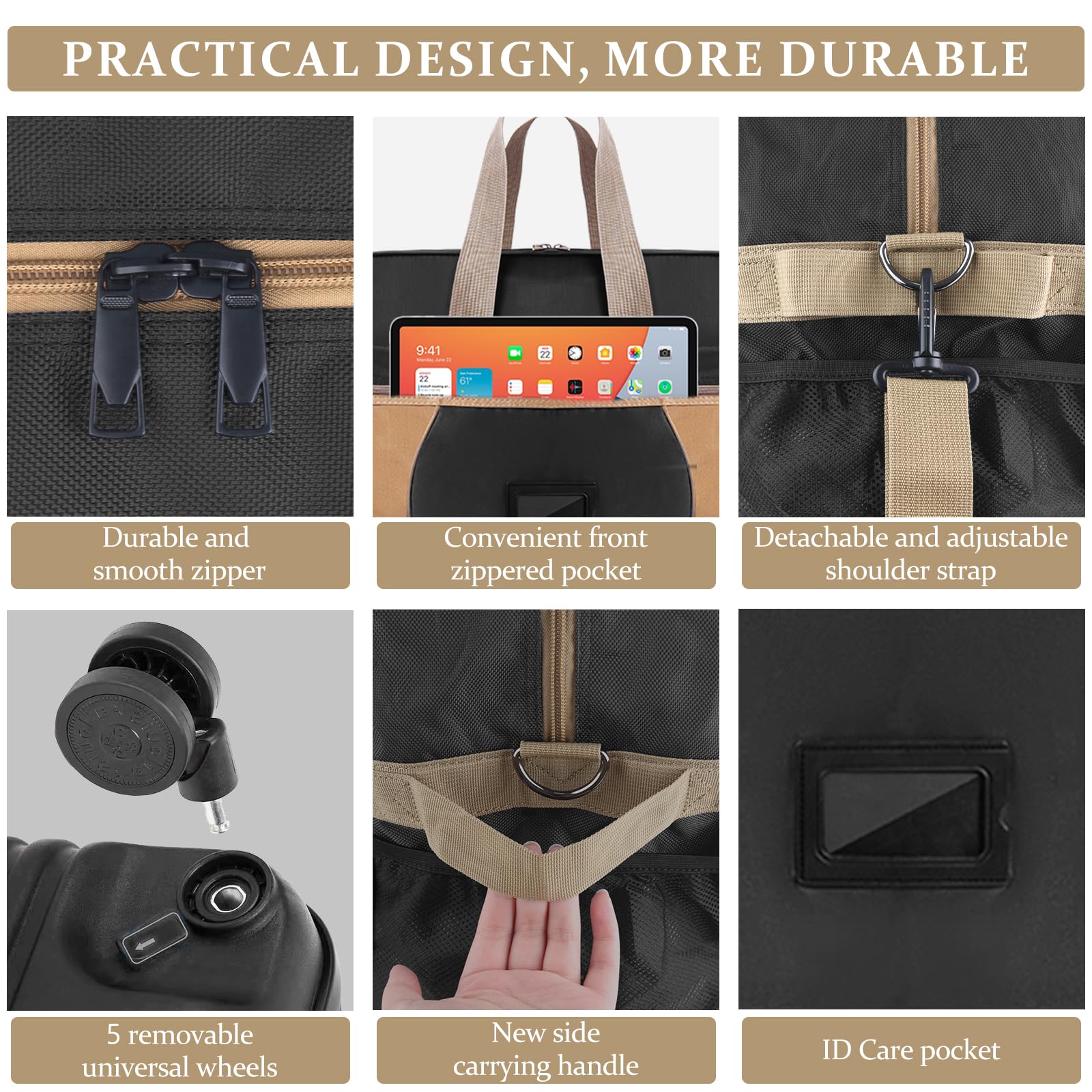 Expandable Collapsible Luggage with Telescoping Handle & Removable Wheels - Large Capacity Foldable Travel Suitcase for Men & Women - Perfect for Air Travel, Business Trips and Weekend Getaways