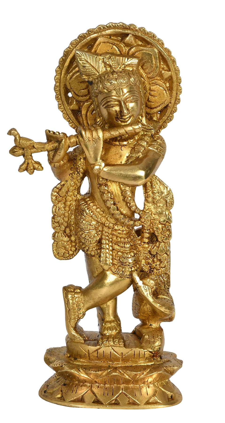 Lord Krishna Statue - Yellow Hindu Deity Figurine for Home Altar, Meditation & Spiritual Decor