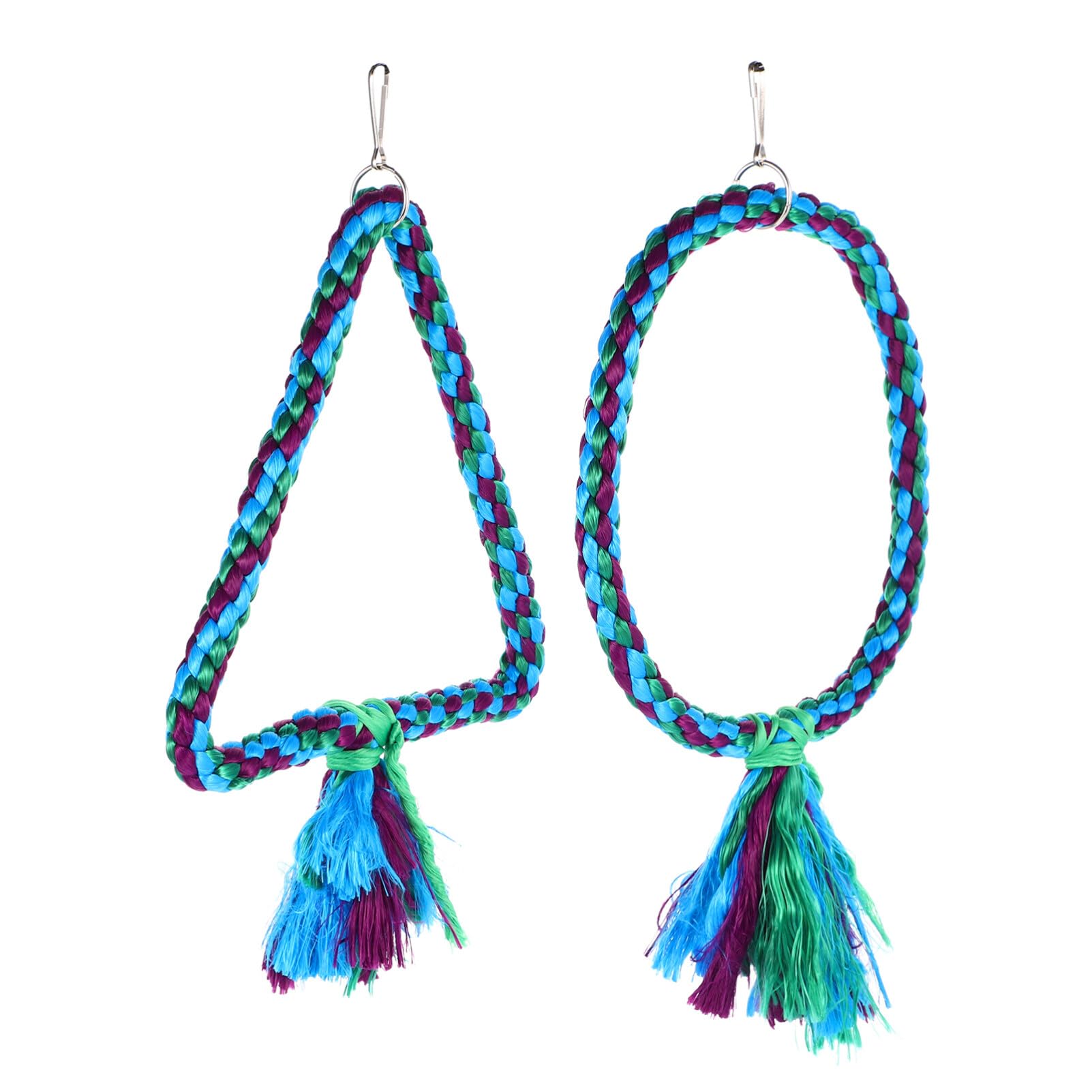 2pcs Parrot Swing Toy for Macaw, Parakeet & Pet Birds - Cotton Rope Chewable Climbing Perch & Triangle Swing Accessories - Perfect for Bird Cages, Play Gyms & Enrichment Activities
