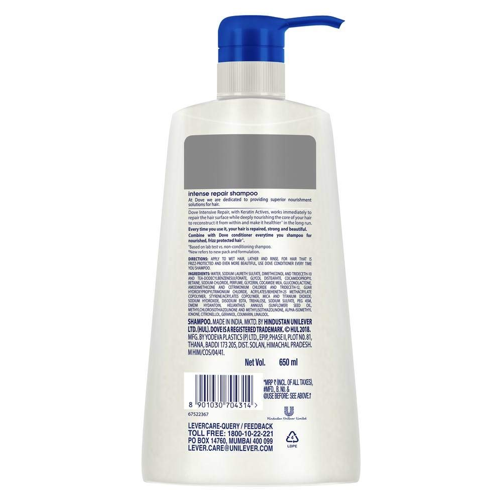 Dove Hair Fall Rescue Shampoo 1L & Intense Repair Shampoo 650ml - Anti Hair Loss & Damaged Hair Treatment for Women & Men - Daily Moisturizing & Strengthening Hair Care Set for Home Use