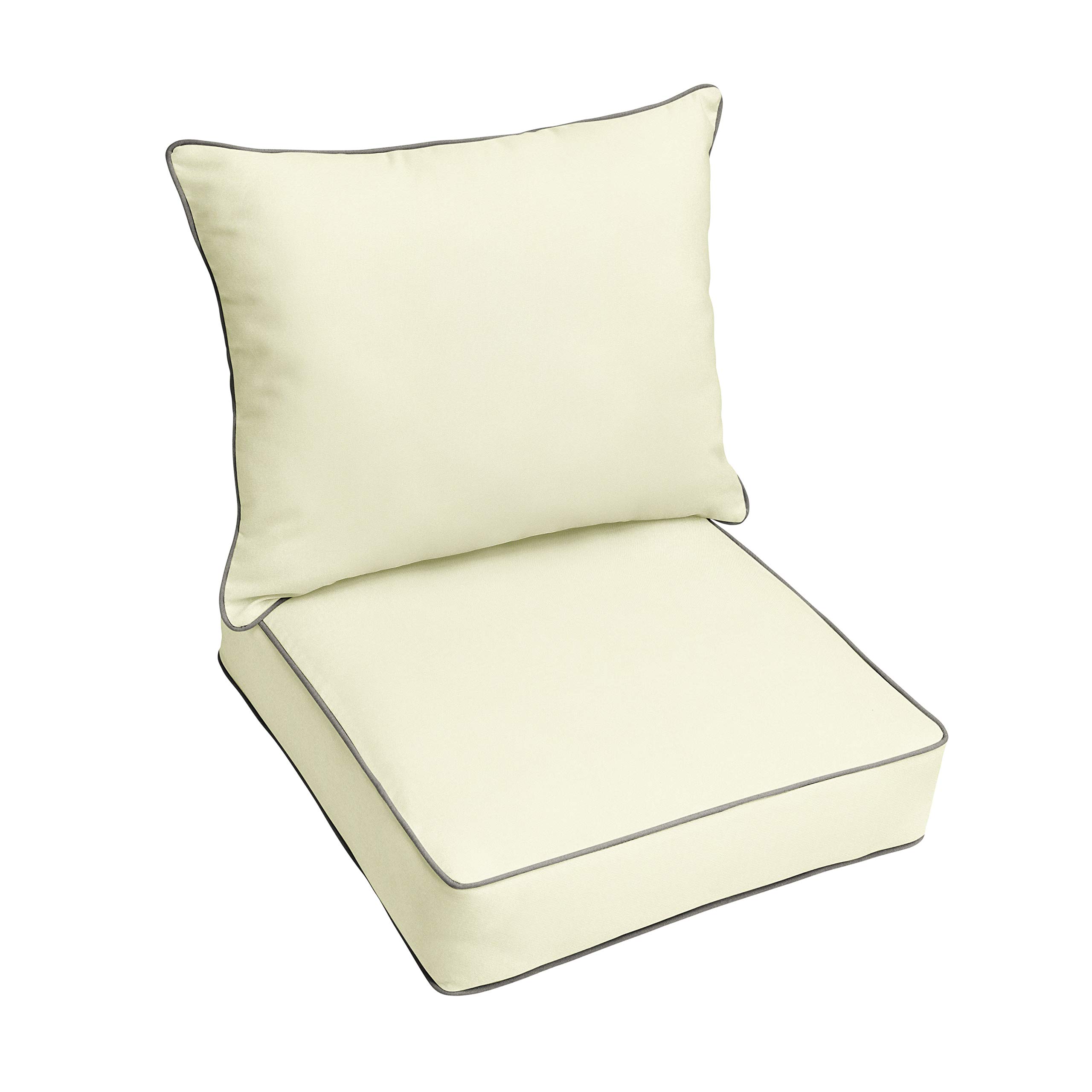 Sorra Home Sunbrella Canvas Natural Outdoor Seat Cushion and Back Pillow Set - 25