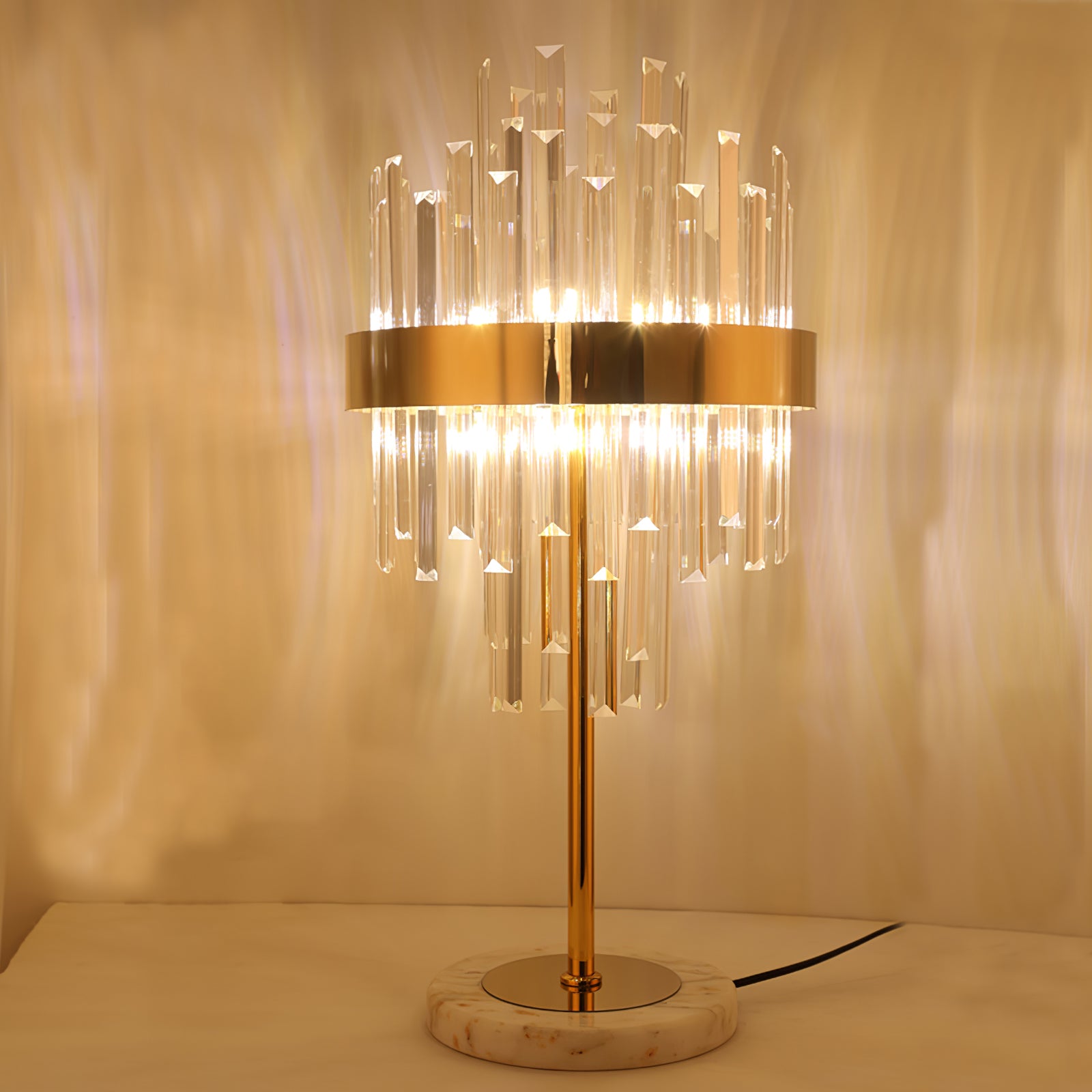Elegant Crystal Marble LED Desk Lamp - Modern Office & Study Table Light for Home, Bedroom, Dorm - Perfect for Reading, Working & Decor