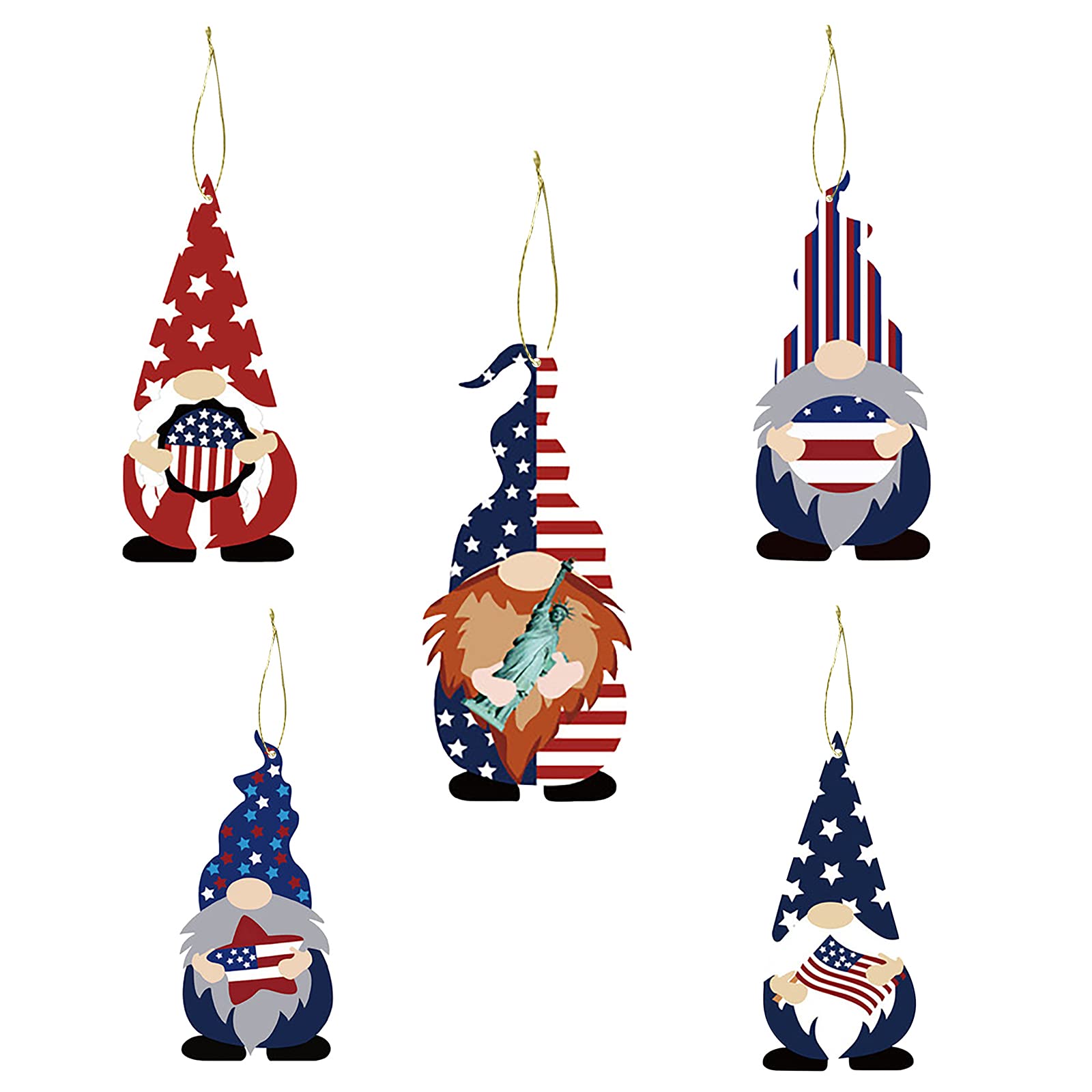 AGIZIO Patriotic Welcome Sign Set - 5pcs Personalized Door Hangers for Independence Day, Garden, Farmhouse & Outdoor Decor | Perfect for Front Porch, Patio & 4th of July Party Decorations
