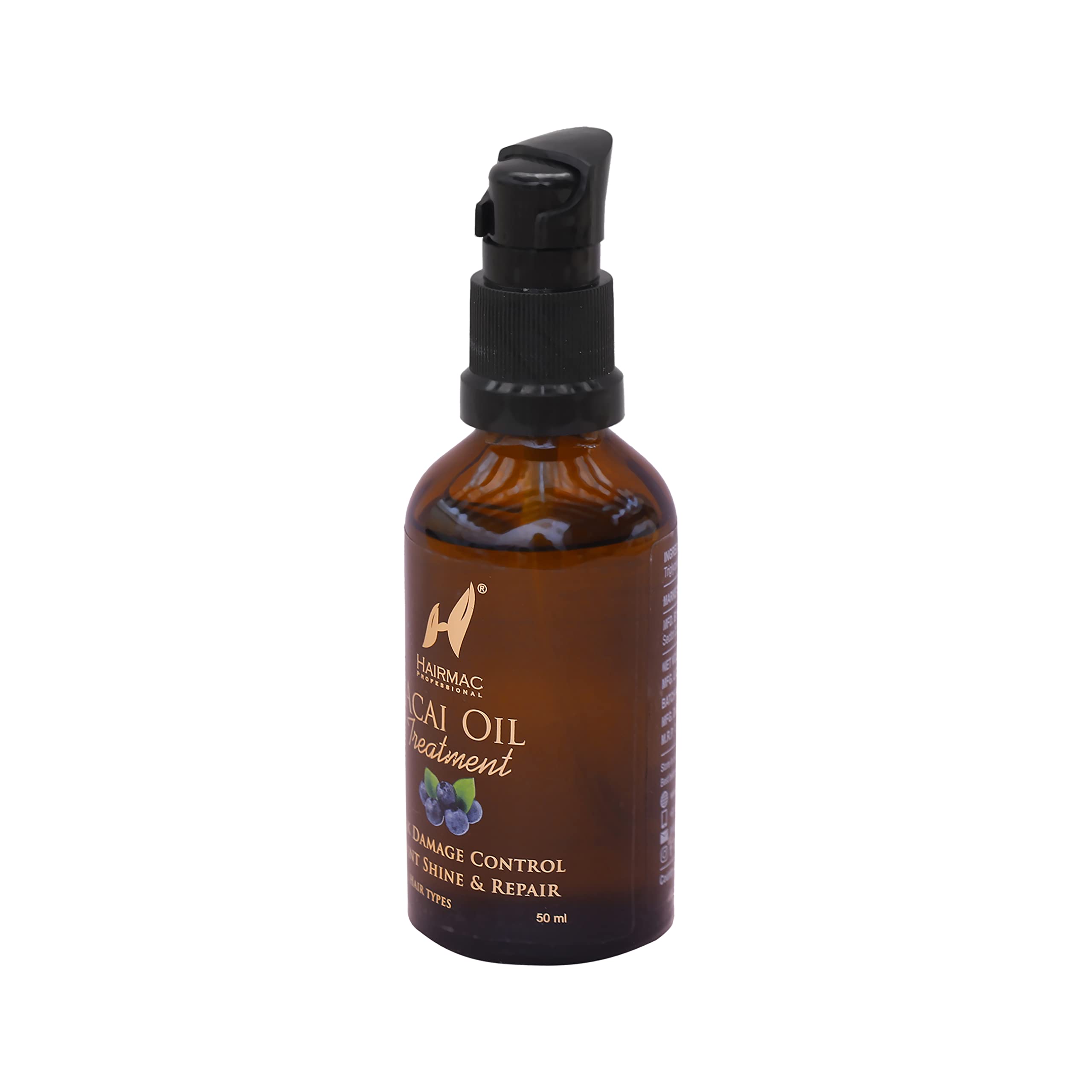 Hairmac Professional Acai Oil Treatment 50ml - Strengthening & Nourishing Hair Oil for Frizz Control | Best for Dry, Damaged Hair & Split Ends Repair | Salon-Quality At-Home Hair Care Treatment