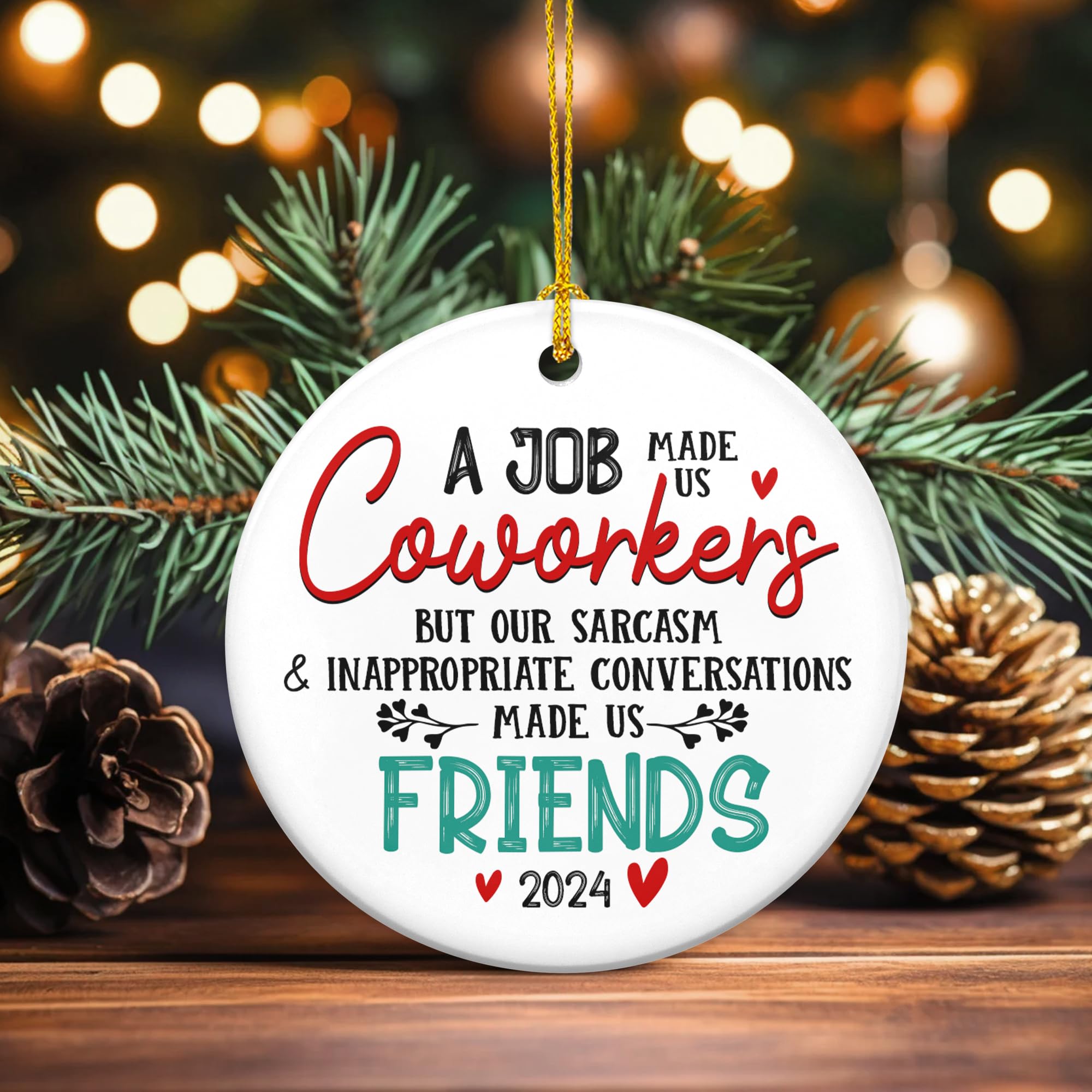 Best Coworker Gifts for Women - 2024 Christmas Ornaments & Birthday Presents for Friends - Ceramic Holiday Decorations for Office, Friendship & Appreciation - Perfect for Christmas Trees, Office Parties & Gift Exchanges