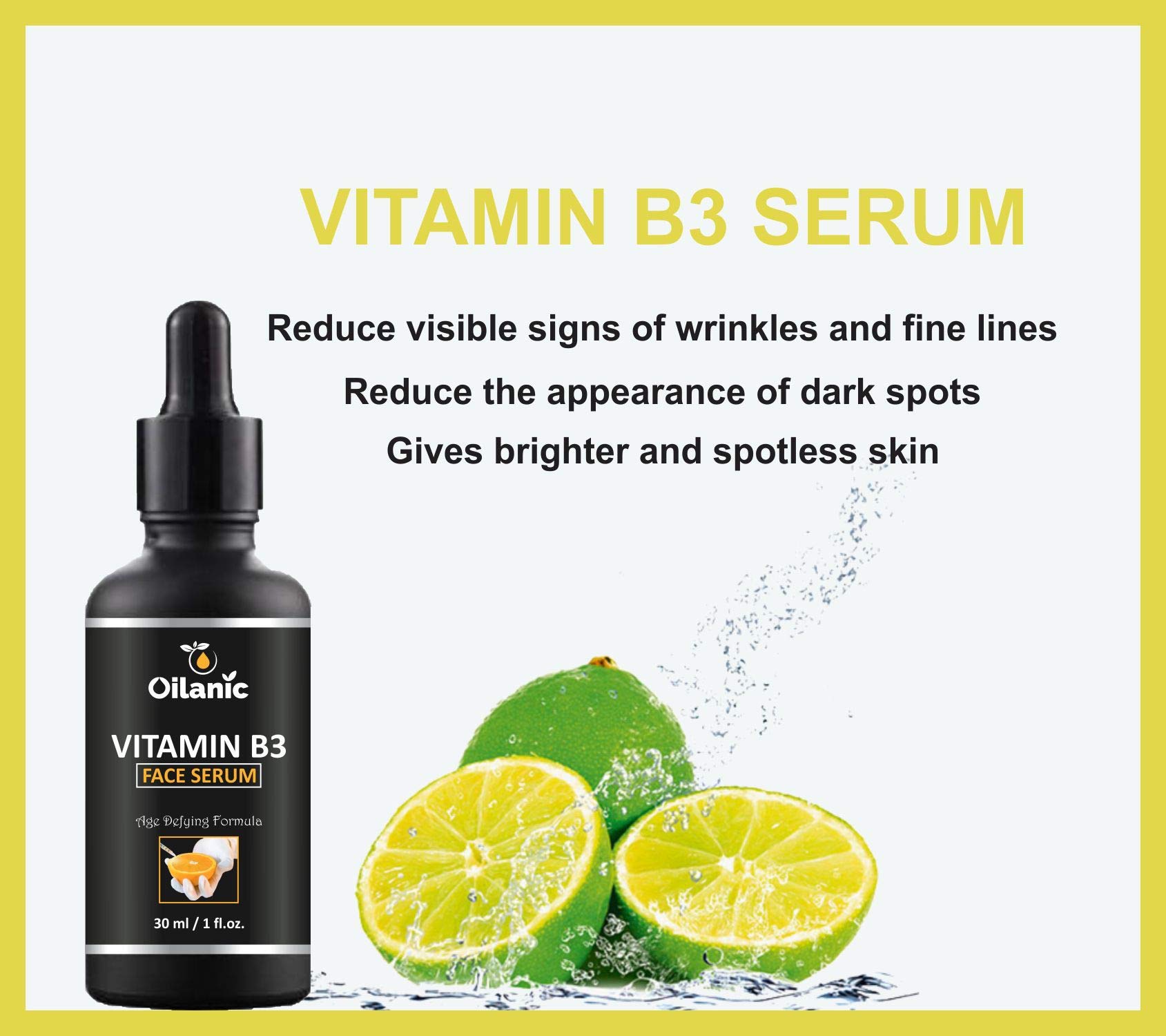 Oilanic 100% Pure & Natural Vitamin B3 Serum for Anti-Aging & Wrinkle Reduction - 2 Bottles (60ml Total) | Brightening Face Serum for Glowing Skin | Day & Night Skincare Routine