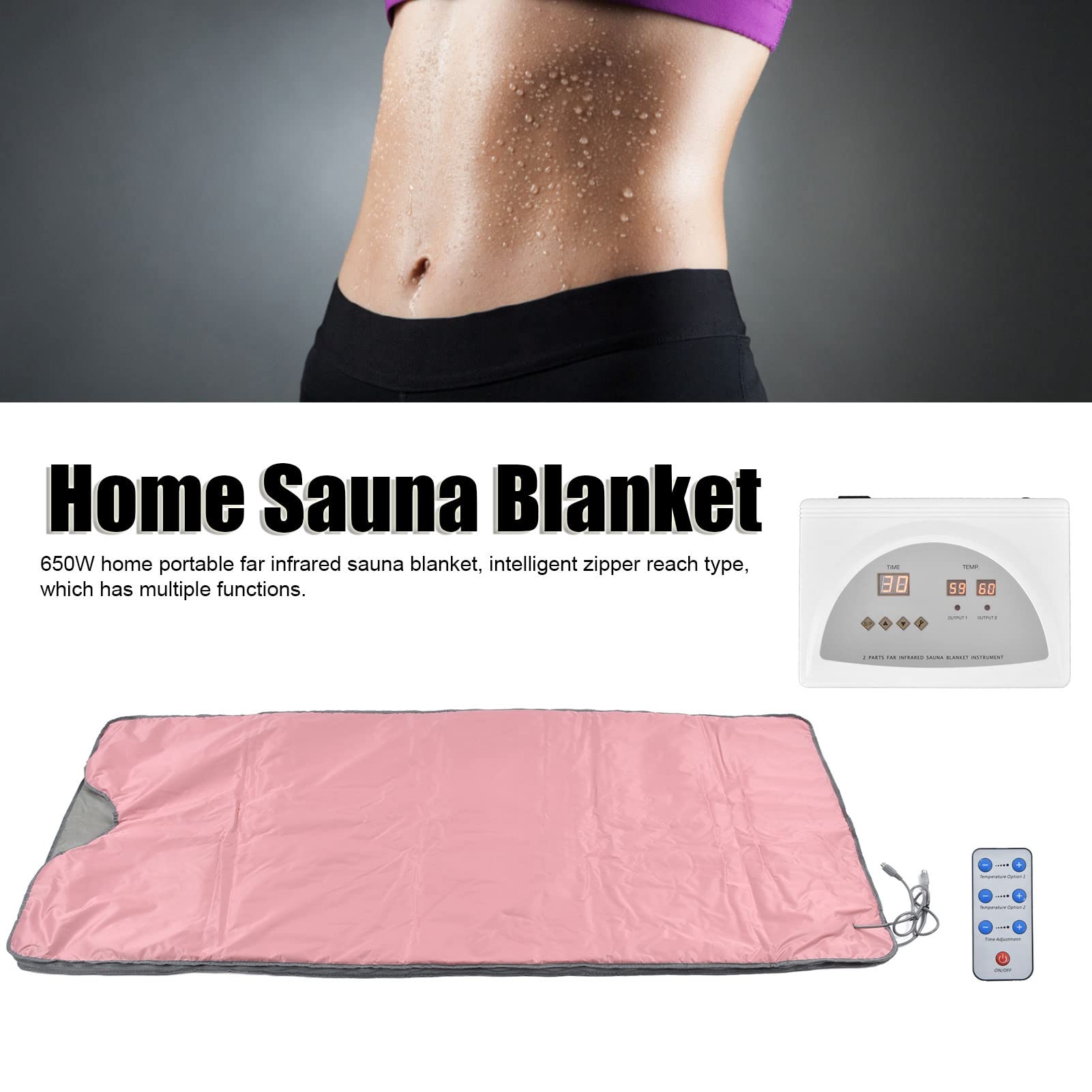ZZMFORE Infrared Sauna Blanket with Remote Control - Portable Far Infrared Detox Heating Blanket for Home Use, Digital Temperature Control, Perfect for Relaxation & Beauty Therapy