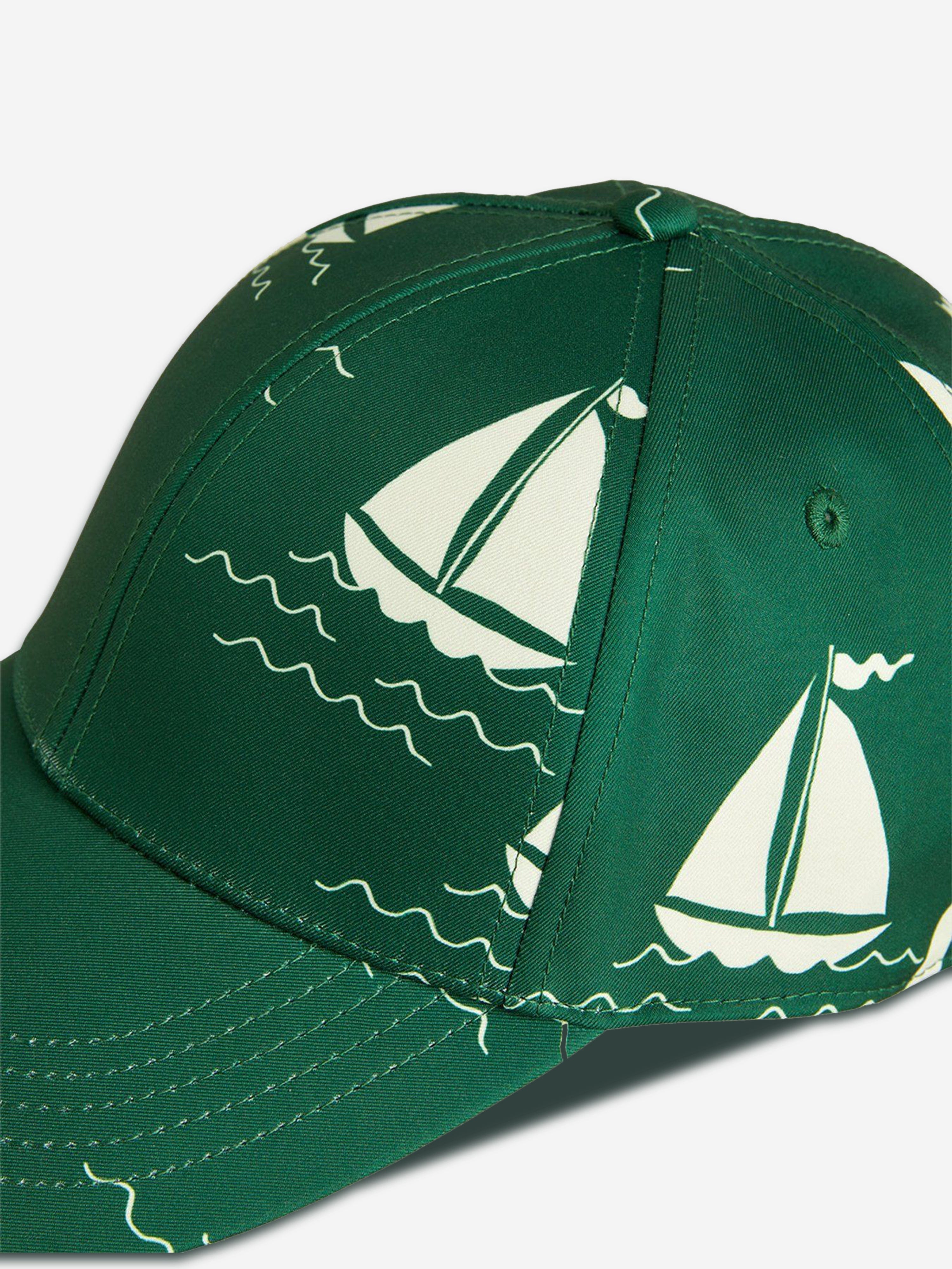 Baby Boys Green Sailing Boats Cap - Soft Cotton Sun Hat for Toddler Outdoor Play, Beach & Summer Adventures