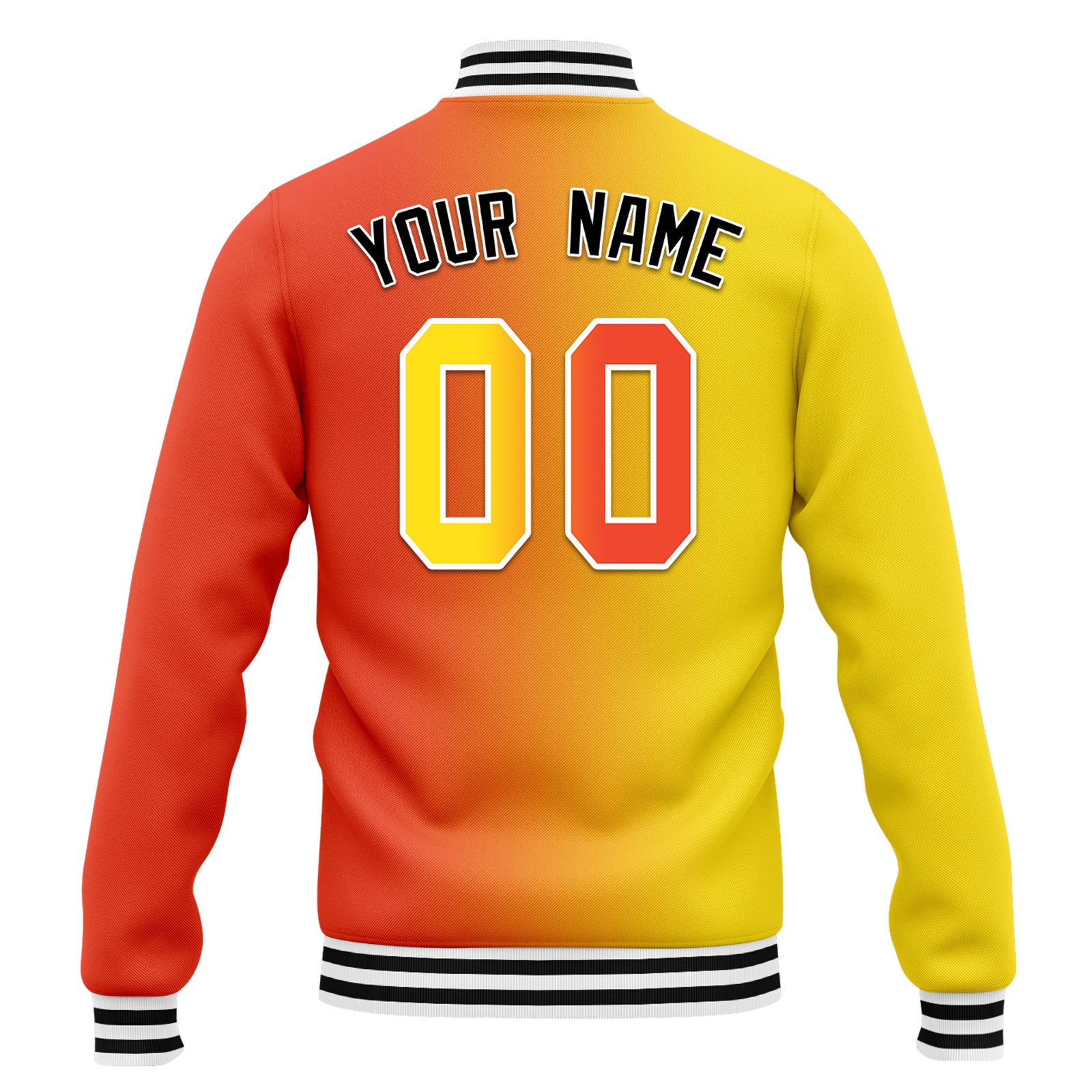 Custom Gradient Fashion Bomber Jacket - Full Snap Varsity Letterman Jacket - Personalized Embroidered Design (FZ005 D028015) - Perfect for School Events, Sports Games & Streetwear Fashion