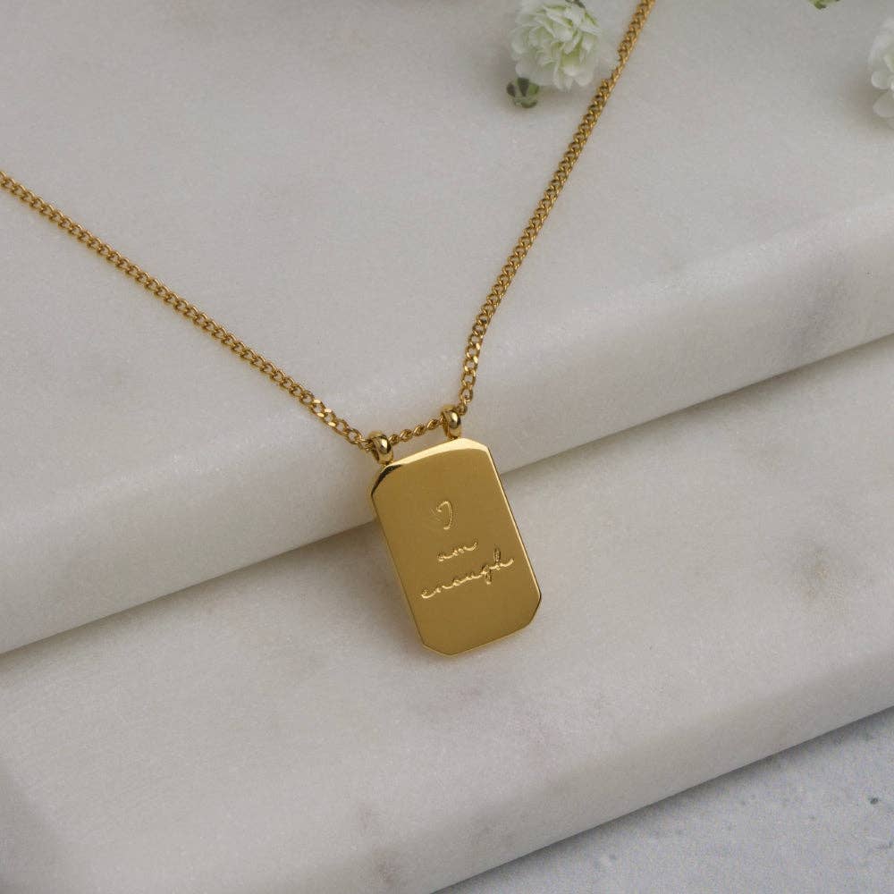 I Am Enough Gold Medallion Necklace - Inspirational Jewelry for Women, Motivational Gift for Her, 14K Gold Plated Pendant Necklace for Daily Wear, Special Occasions & Self-Love Gifts
