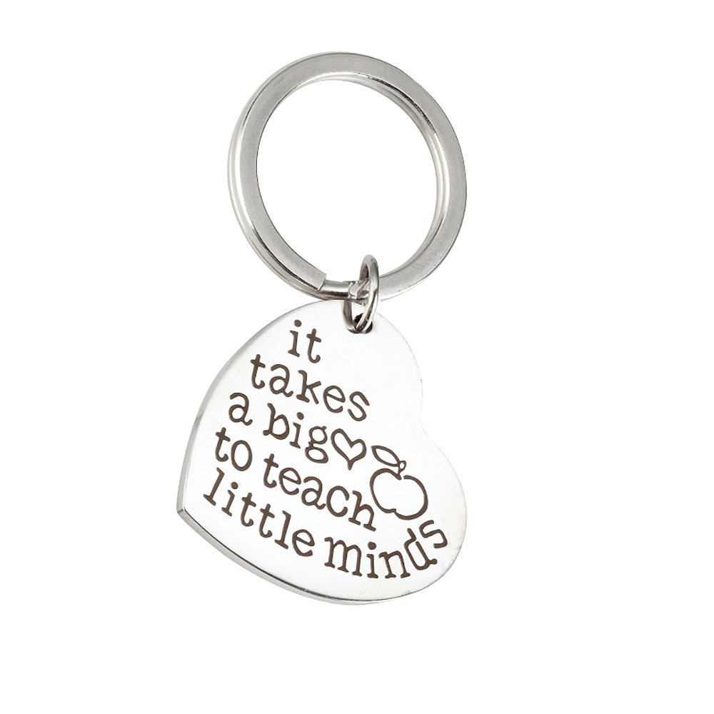 Meiligo® Personalized Teacher Appreciation Jewelry - Heart Pendant Bracelet & Keychain Set - Thoughtful Thank You Gift from Students - Perfect for End of Year, Christmas, or Teacher's Day