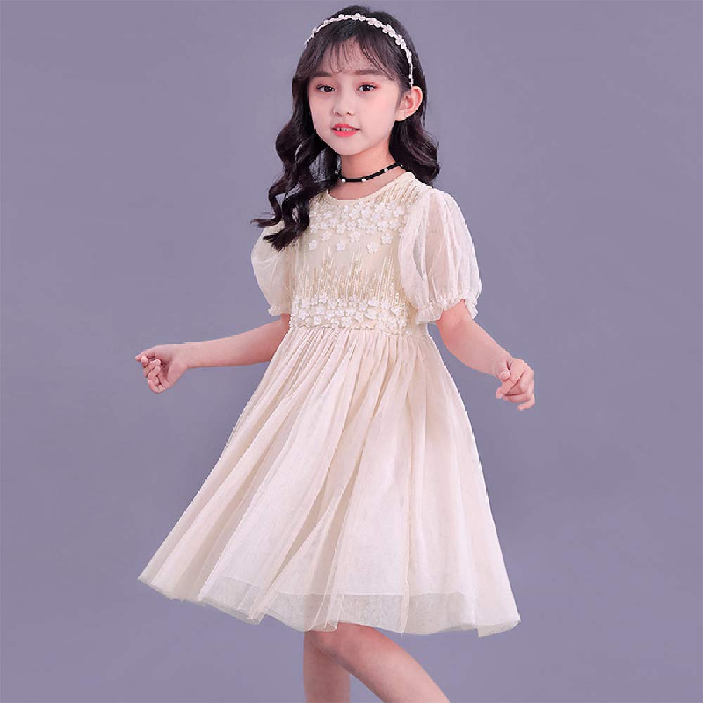 Quenny Korean Style Girls' Mesh Princess Summer Dresses - Floral Flower Party Dresses for Toddler & Kids - Perfect for Birthday, Photo Shoots & Outdoor Play