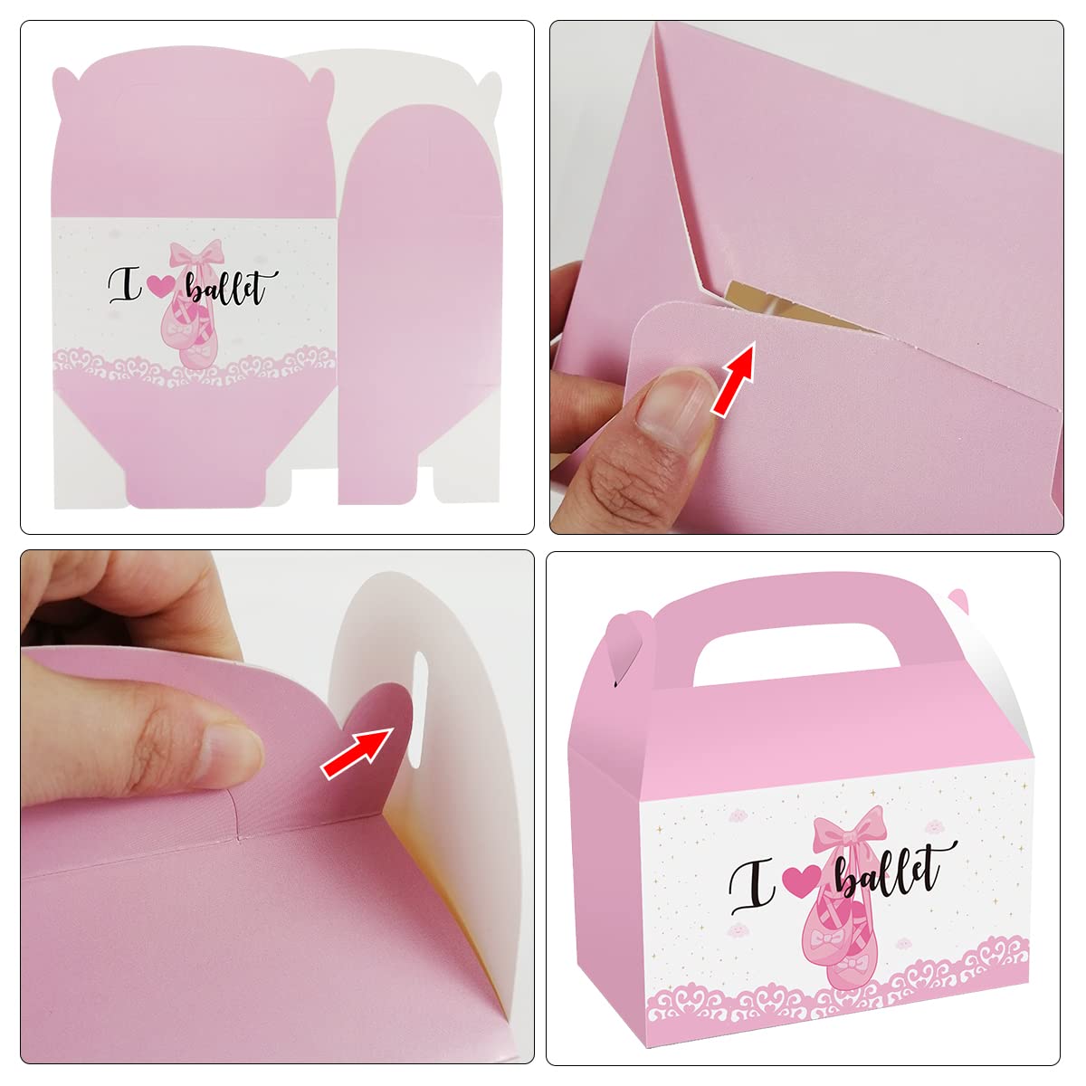 CIEOVO 24 Pack Ballerina Party Favor Treat Boxes - Pink Ballet Dance Themed Candy Gift Boxes for Girls Birthday, Baby Shower & Dance Recital | Recycled Eco-Friendly Party Decorations | Perfect for Ballet Class Rewards, Princess Theme Parties & Goodie Bags