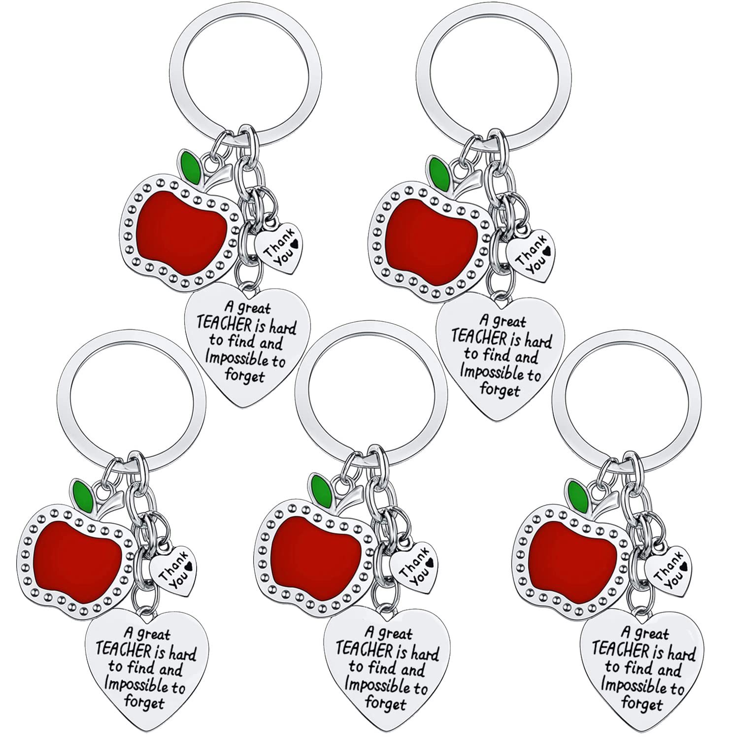 YEEQIN 5-Piece Teacher Keychain Set - Thoughtful Teacher Appreciation Gift, Thank You Present for Educators, Graduation Gift for Teachers - Perfect for Teacher's Day, End of Year, Retirement & Classroom Rewards