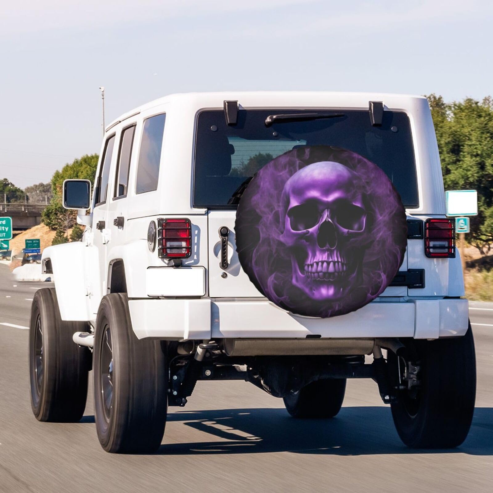 Purple Skull Printed Spare Tire Cover - 17 Inch Dustproof Wheel Protector for Trailers, RVs, SUVs & Most Vehicles | Off-Road Adventure & Camping Accessory