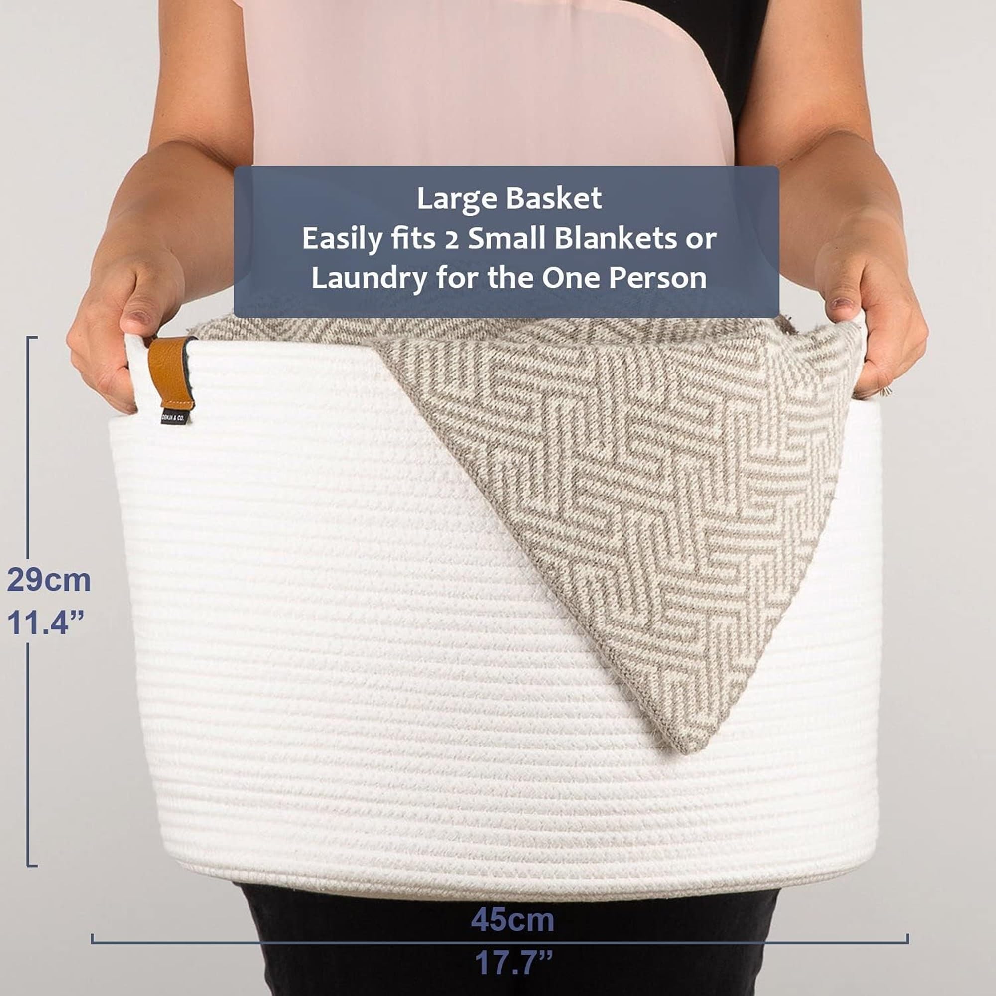 DENJA & CO Large Woven Cotton Rope Basket - 17.7