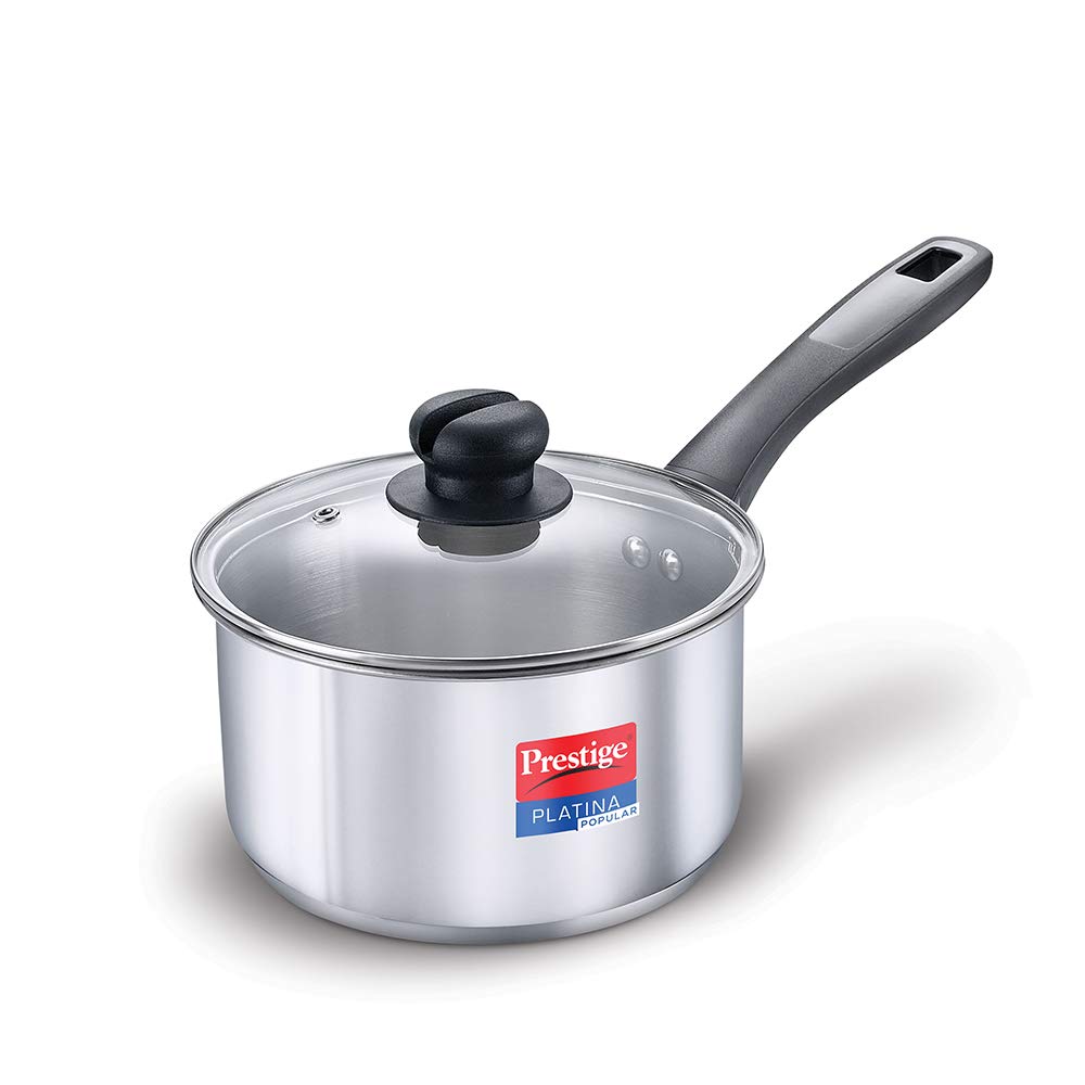 Prestige SS Platina Popular Sauce Pan 180mm - Premium Stainless Steel Cookware for Sauteing, Simmering & Serving - Perfect for Home Kitchen & Professional Chefs
