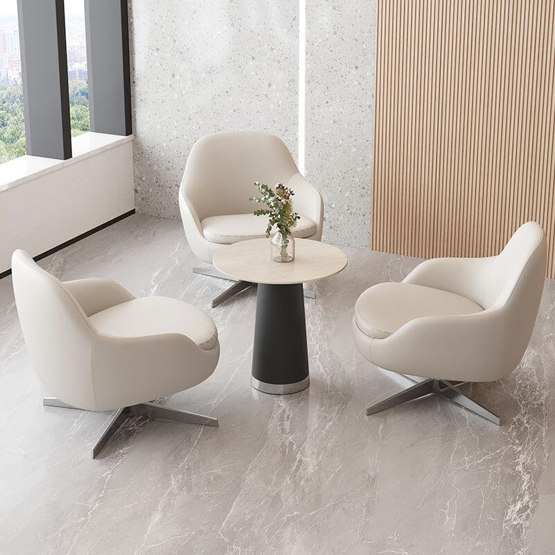 Modern Solid Color Foam Armchair - Ivory, Azure, Auburn - Simple Design with Fixed Back & Armrests | Perfect for Living Room, Office, or Reading Nook