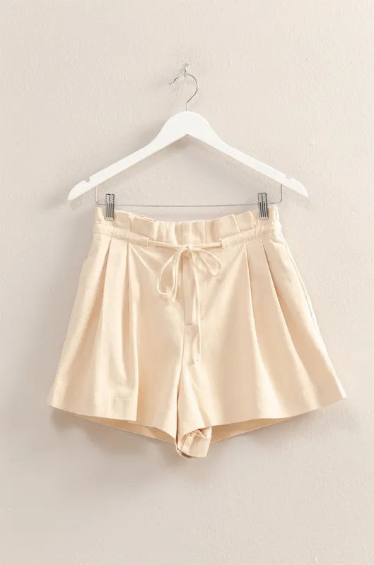 Beachy High Waisted Washed Twill Paperbag Shorts for Women - Summer Casual Shorts for Beach, Vacation & Everyday Wear